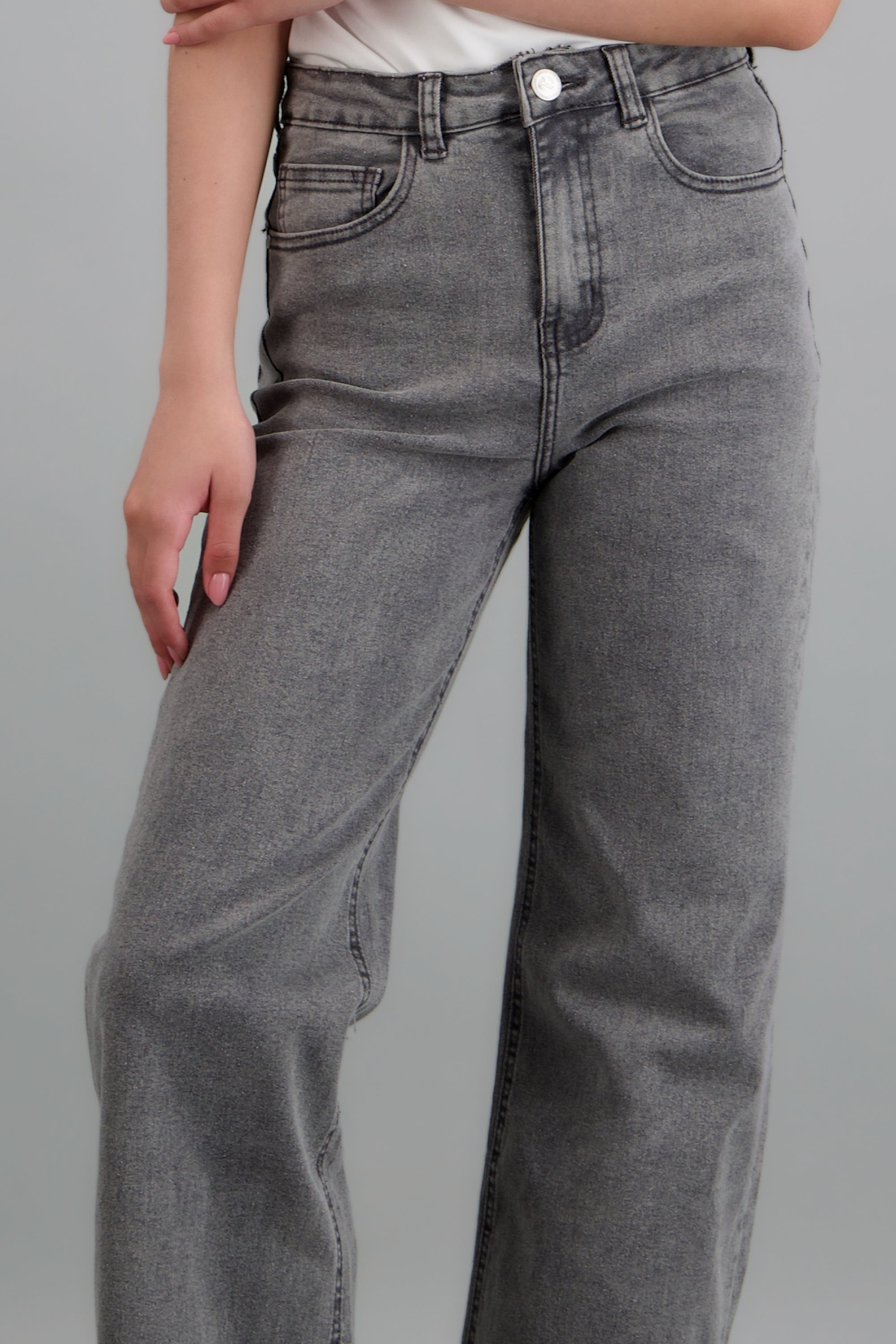 Jeans wide leg confort GRIS CLARO