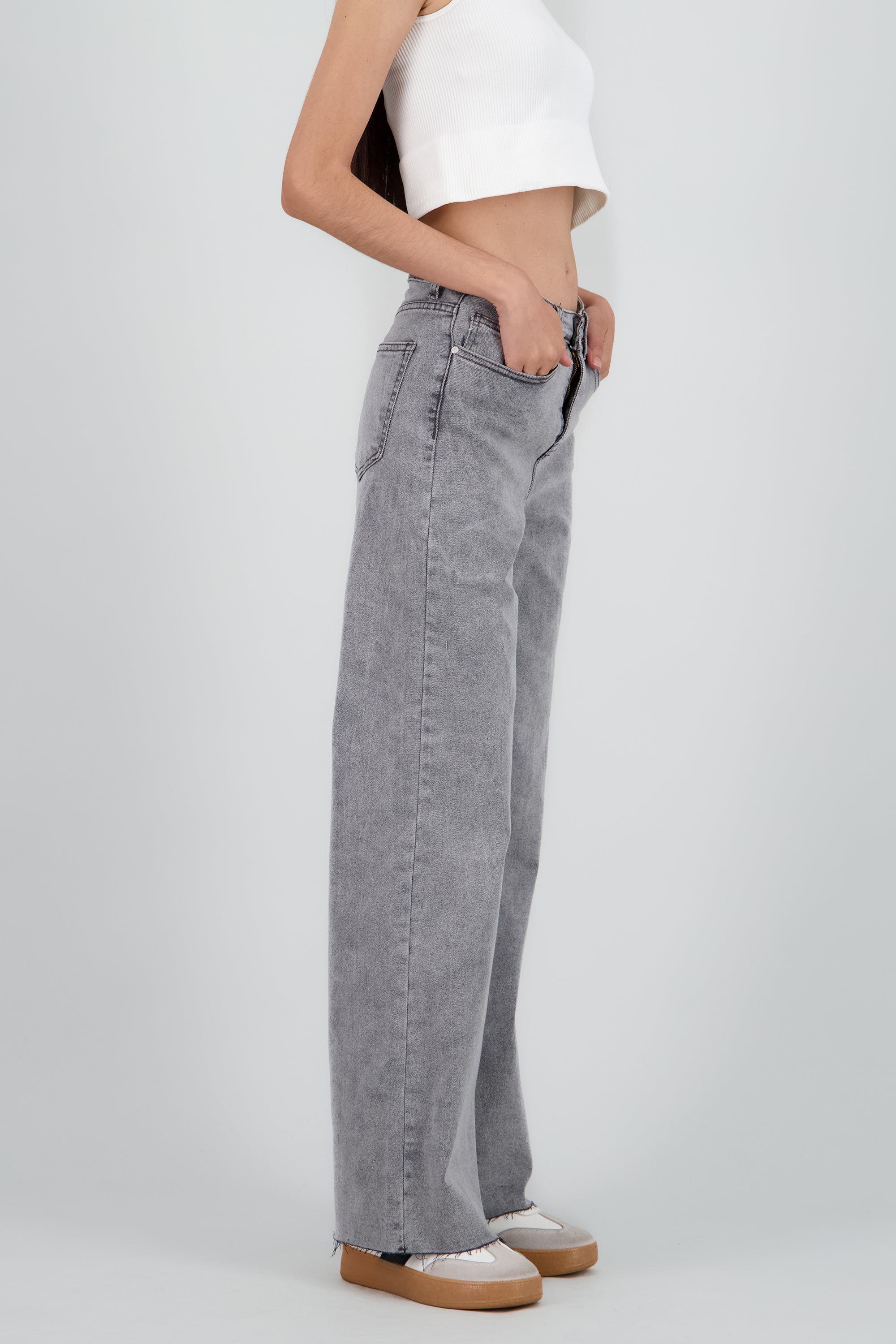 Jeans wide leg confort GRIS OBSCURO