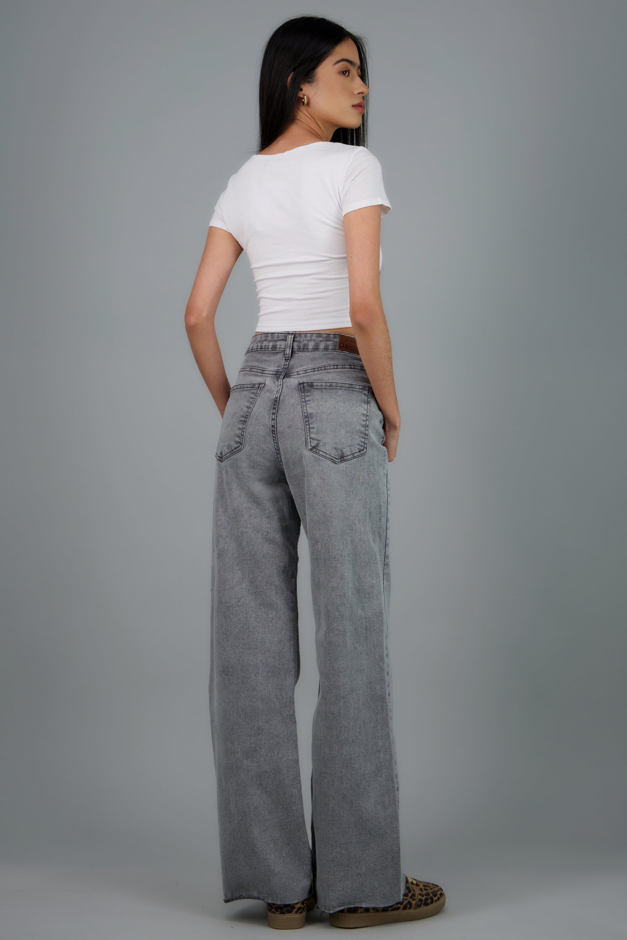Jeans wide leg confort GRIS OBSCURO
