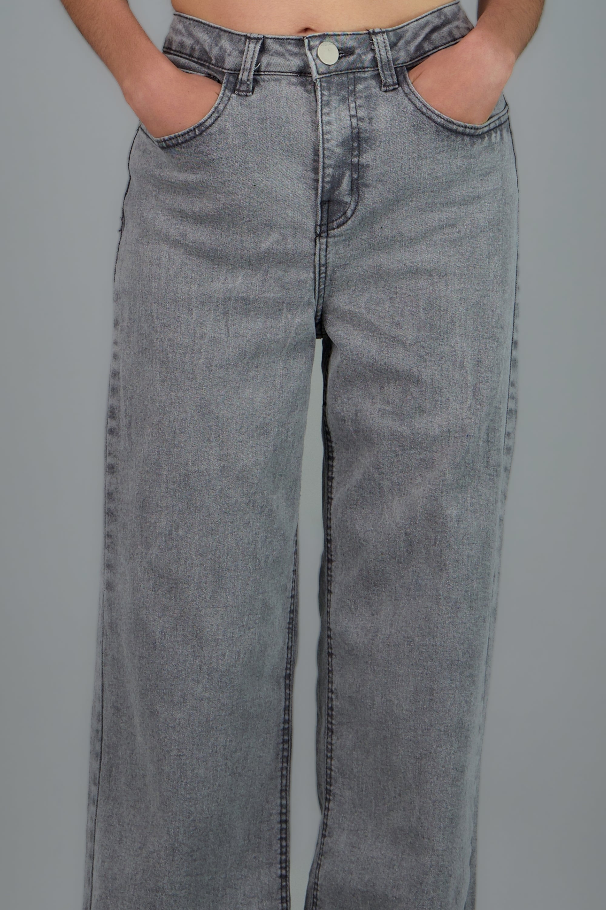 Jeans wide leg confort GRIS OBSCURO