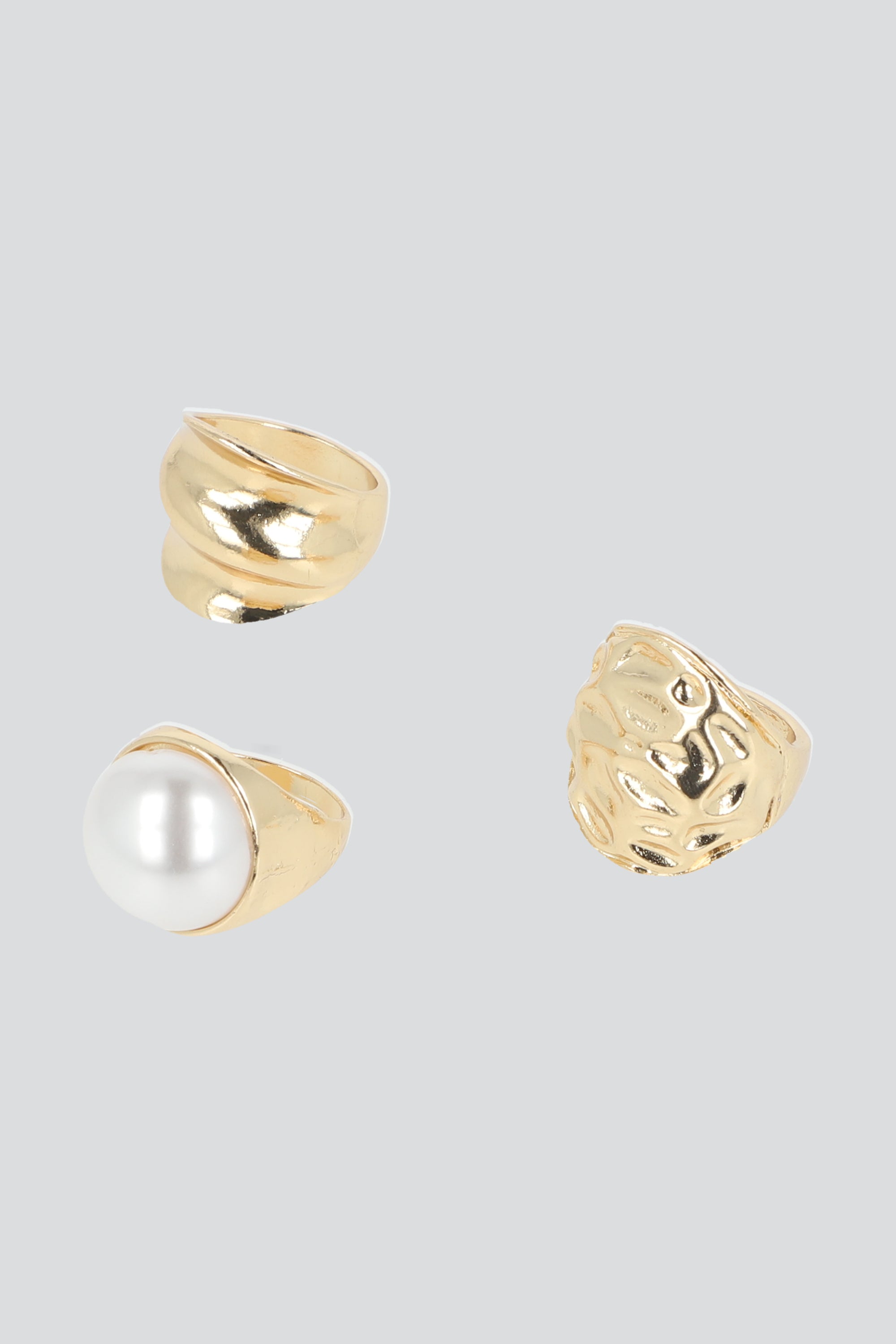 Set 3 anillos perla chunky ORO