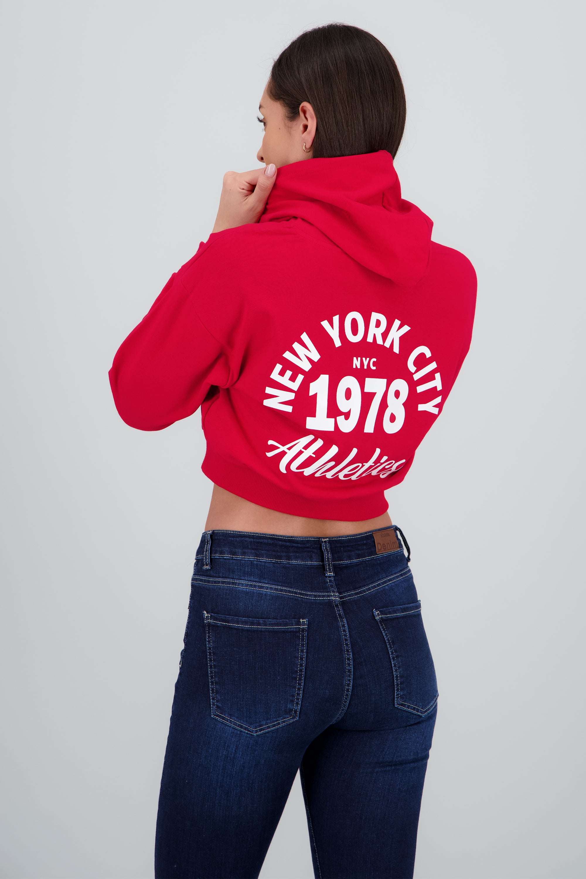 Sudadera crop cierre new york ROJO