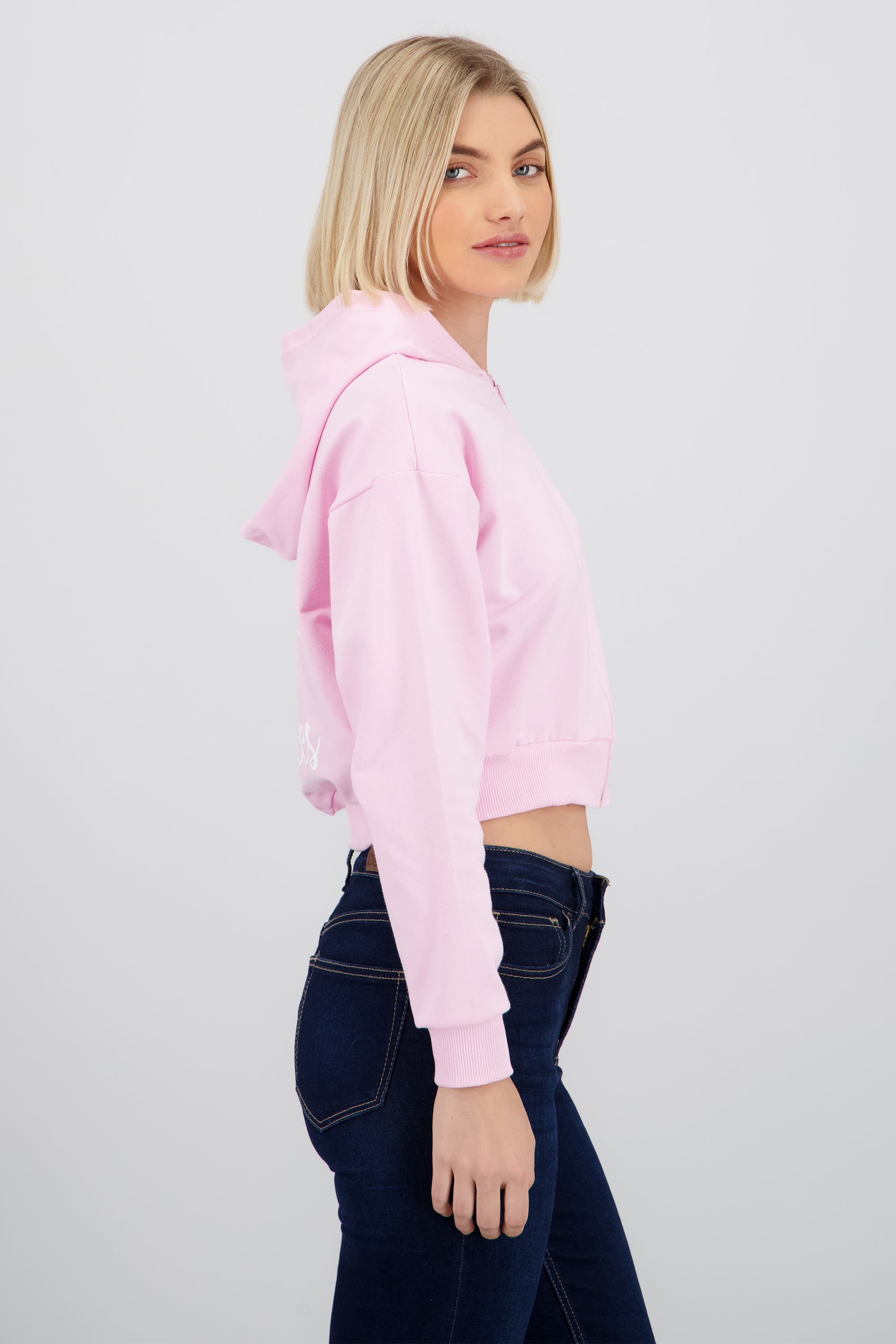 Sudadera crop cierre new york ROSA PASTEL
