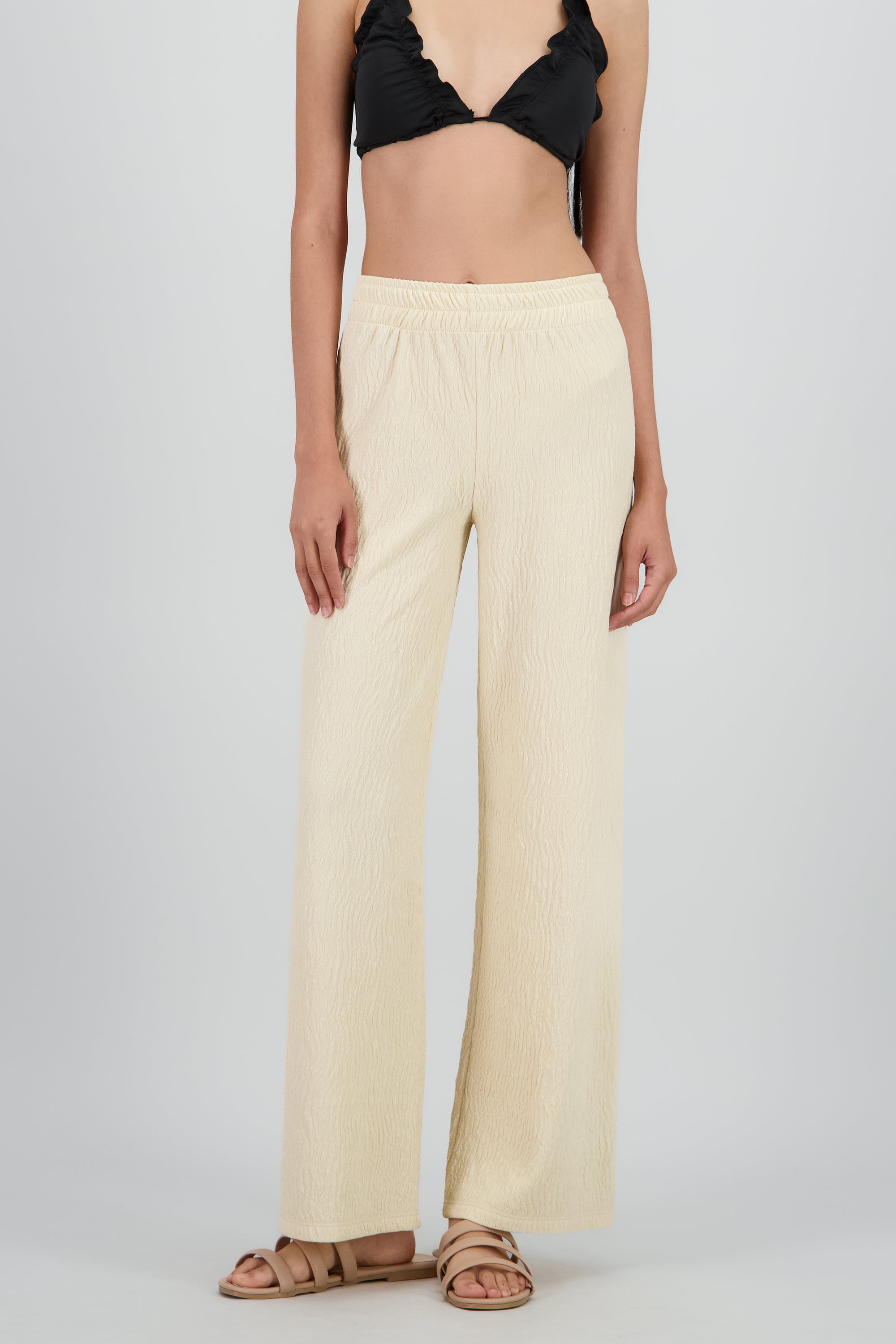 Pantalon flared textura BLANCO