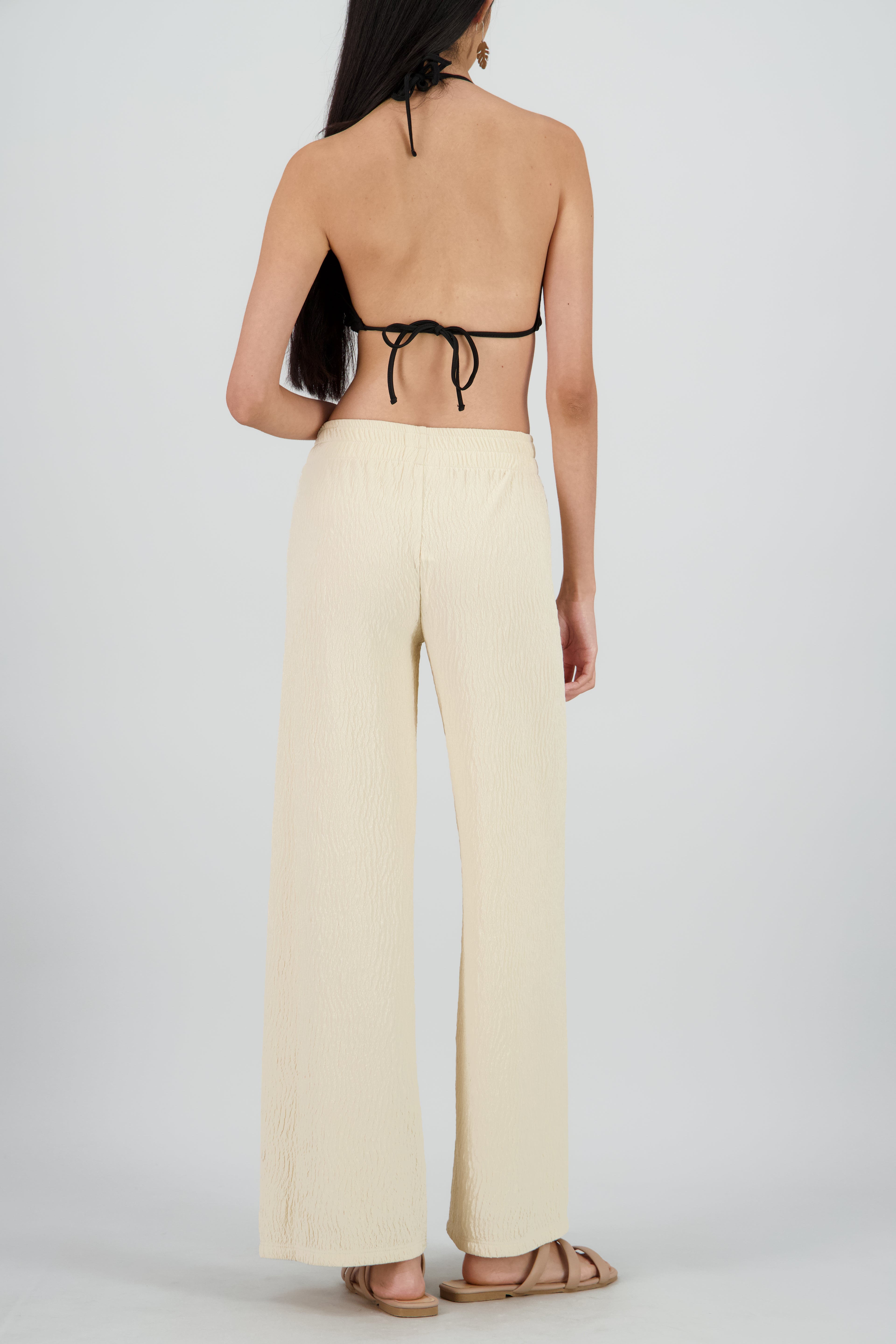 Pantalon flared textura BLANCO