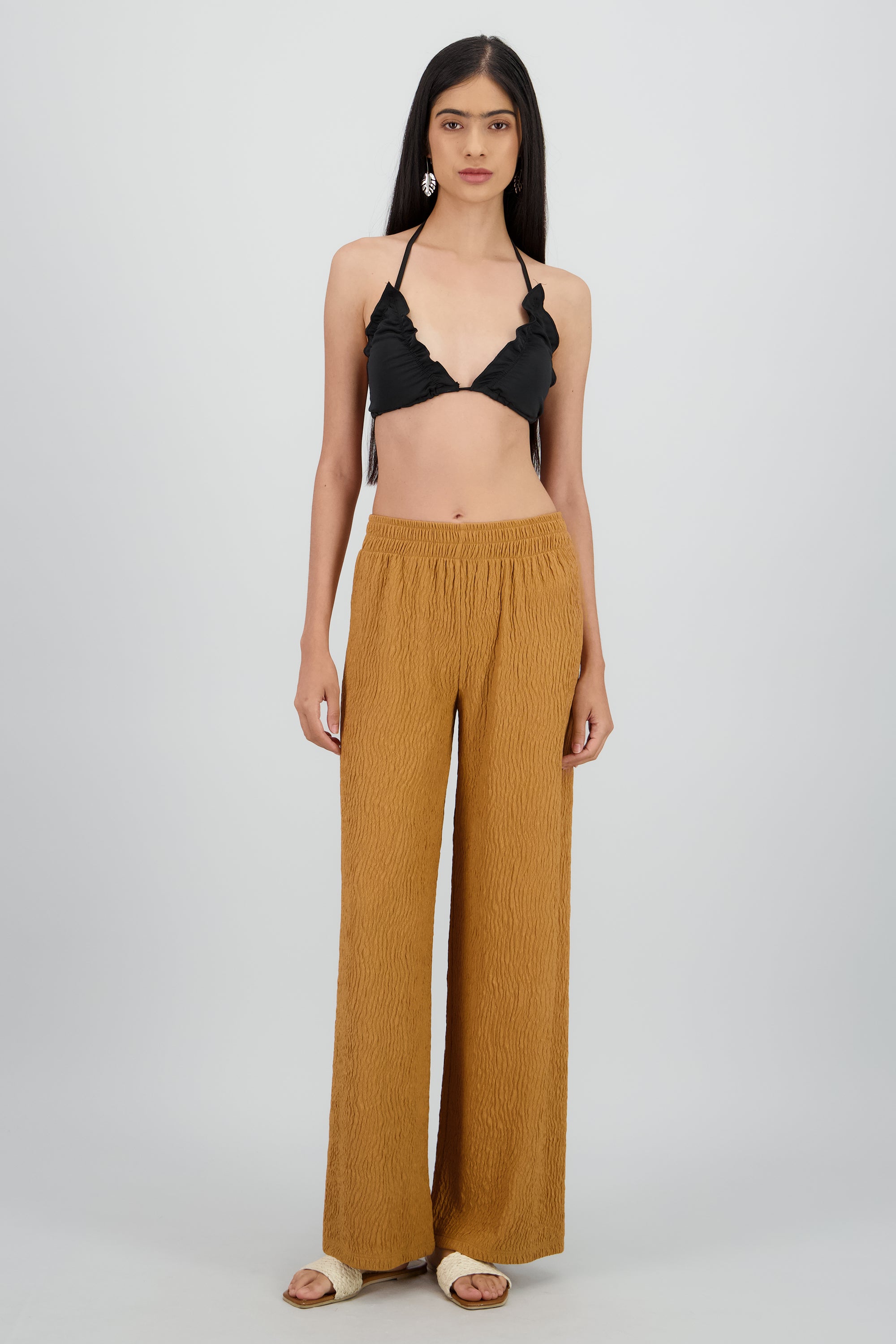 Pantalon flared textura LADRILLO