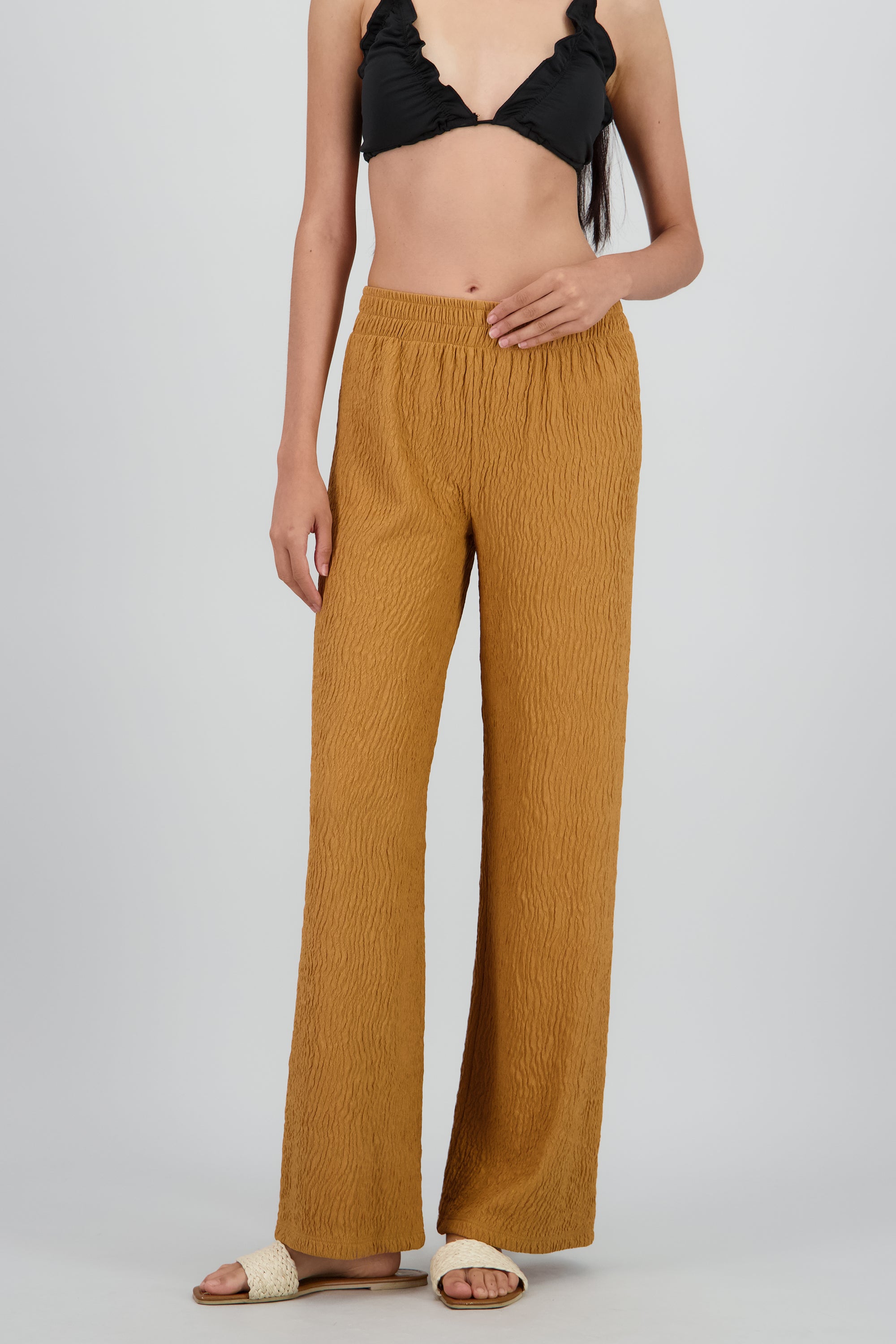 Pantalon flared textura LADRILLO