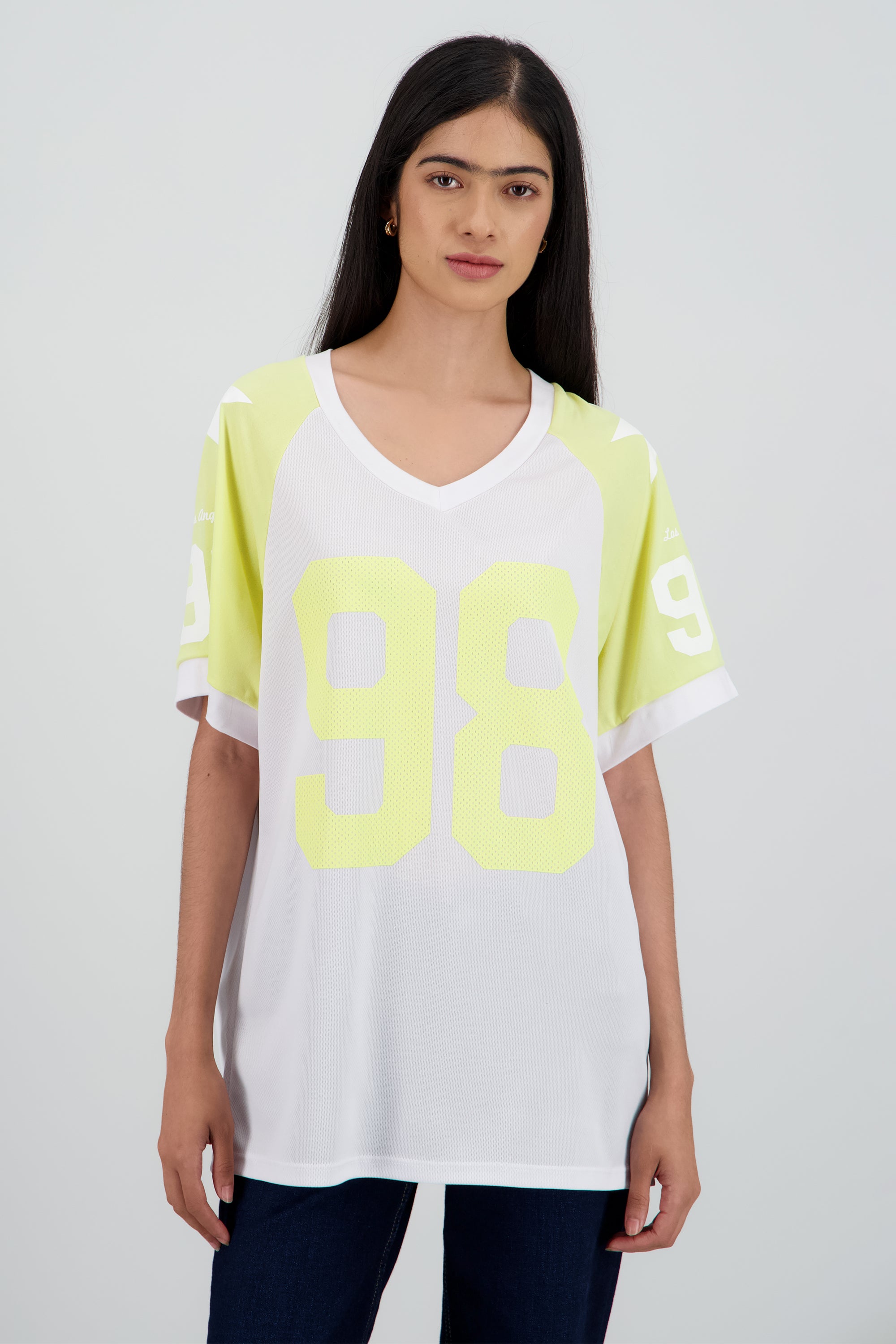Playera oversized numero contraste AMARILLO COMBO