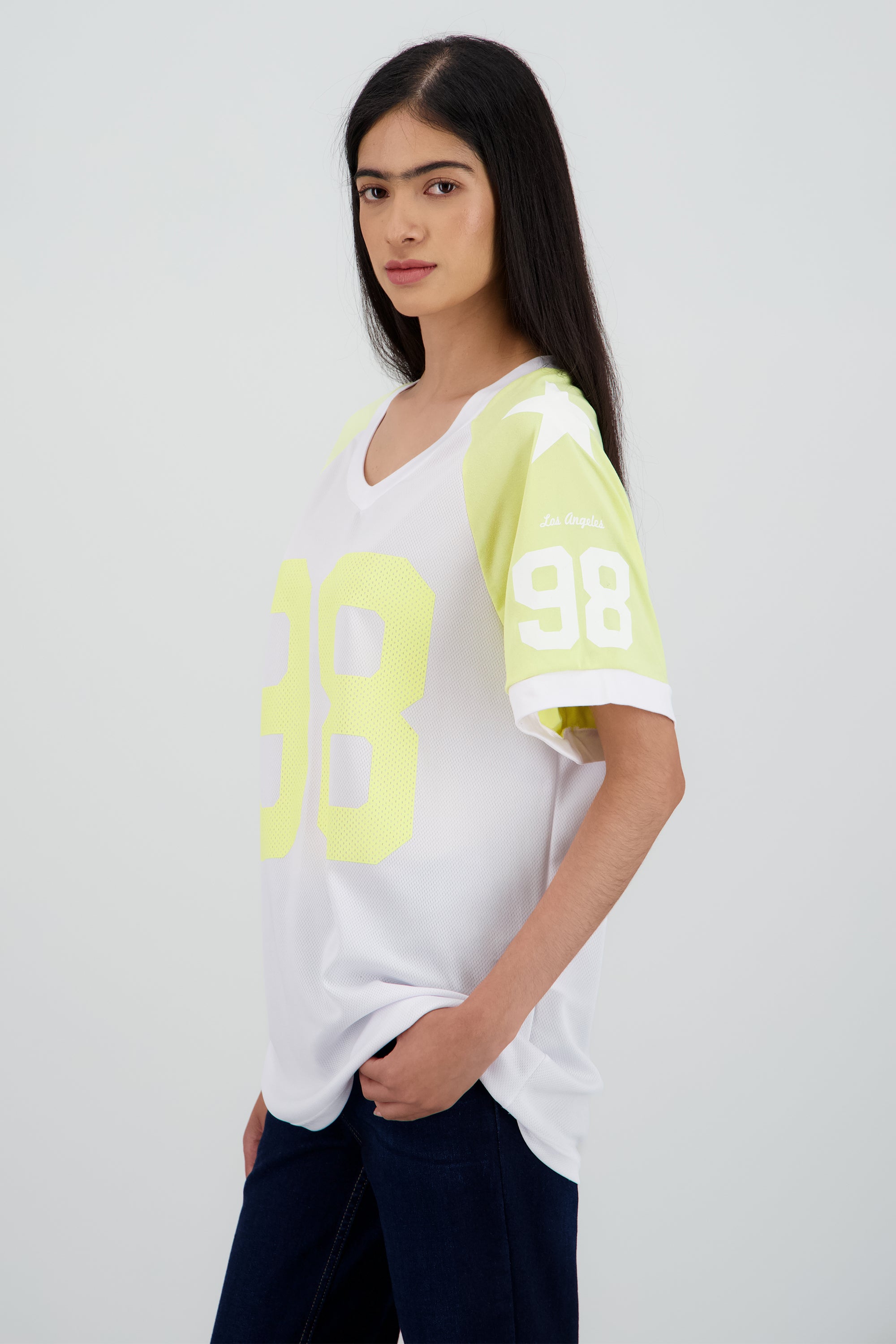 Playera oversized numero contraste AMARILLO COMBO