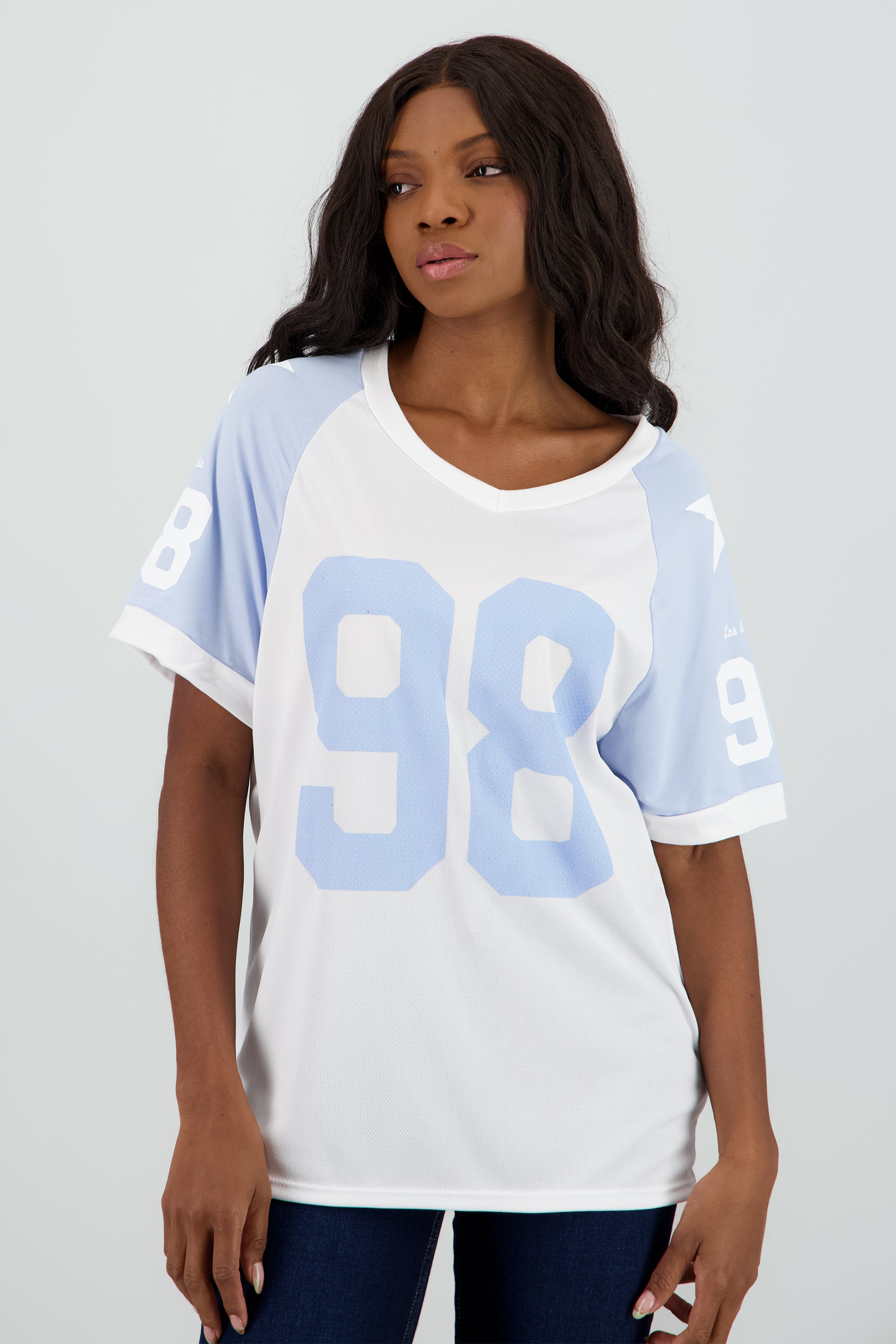 Playera oversized numero contraste AZUL COMBO