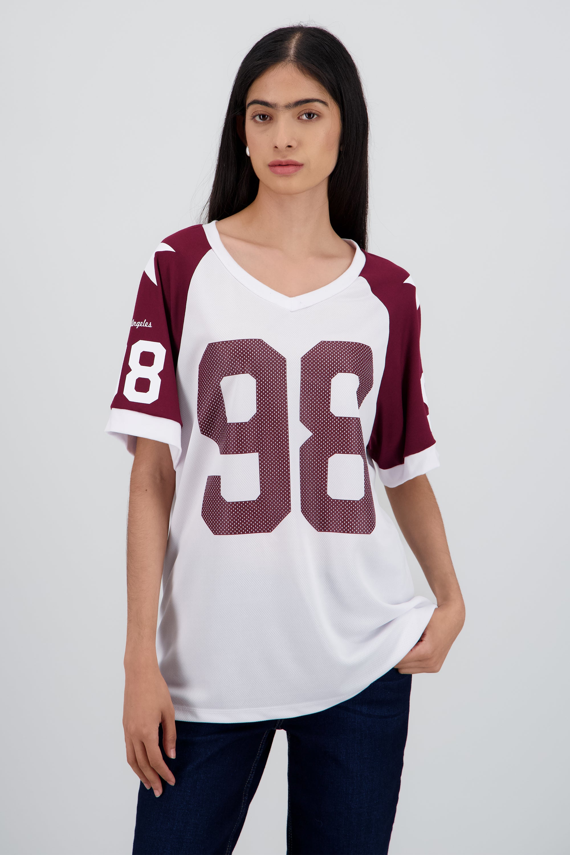 Playera oversized numero contraste VINO COMBO