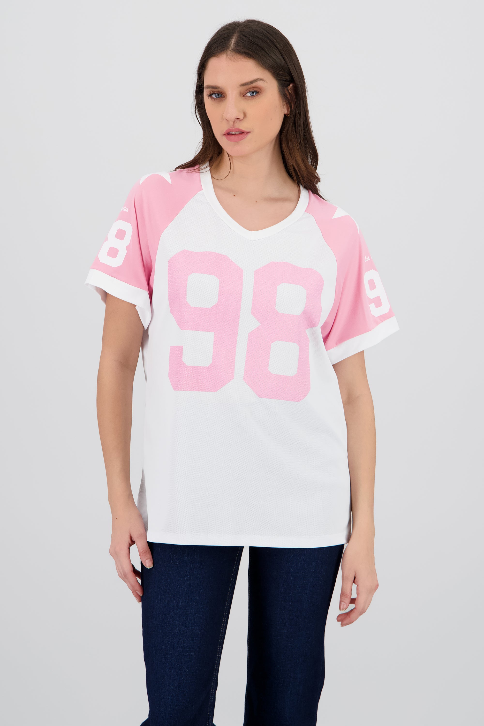 Playera oversized numero contraste ROSA COMBO