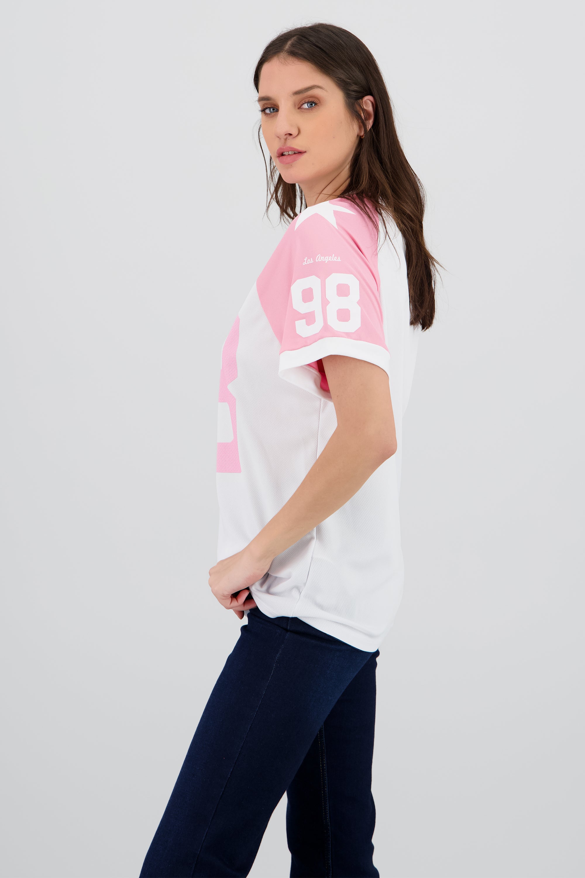 Playera oversized numero contraste ROSA COMBO