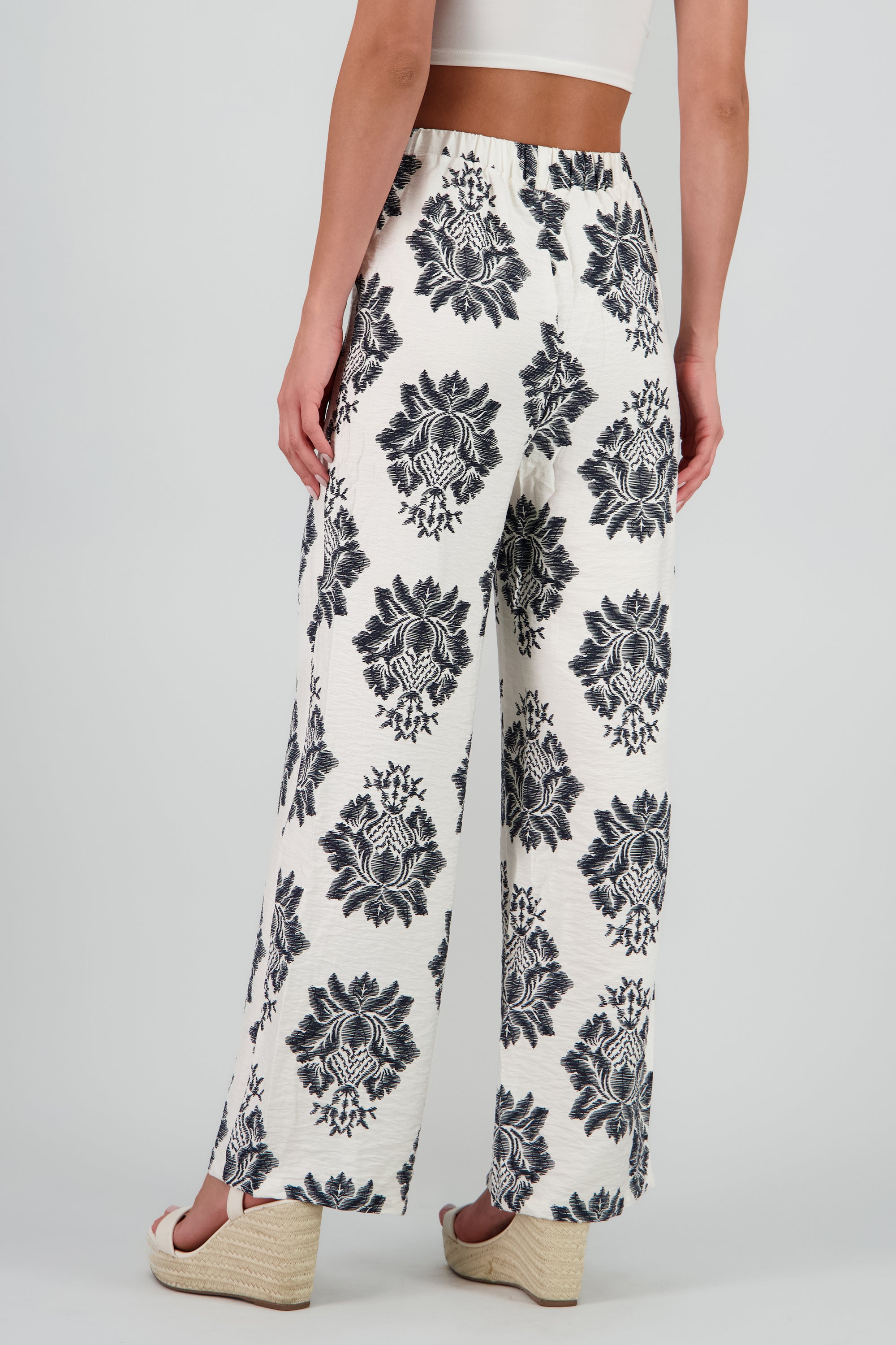 Pantalones fluidos estampado tropical NEGRO COMBO