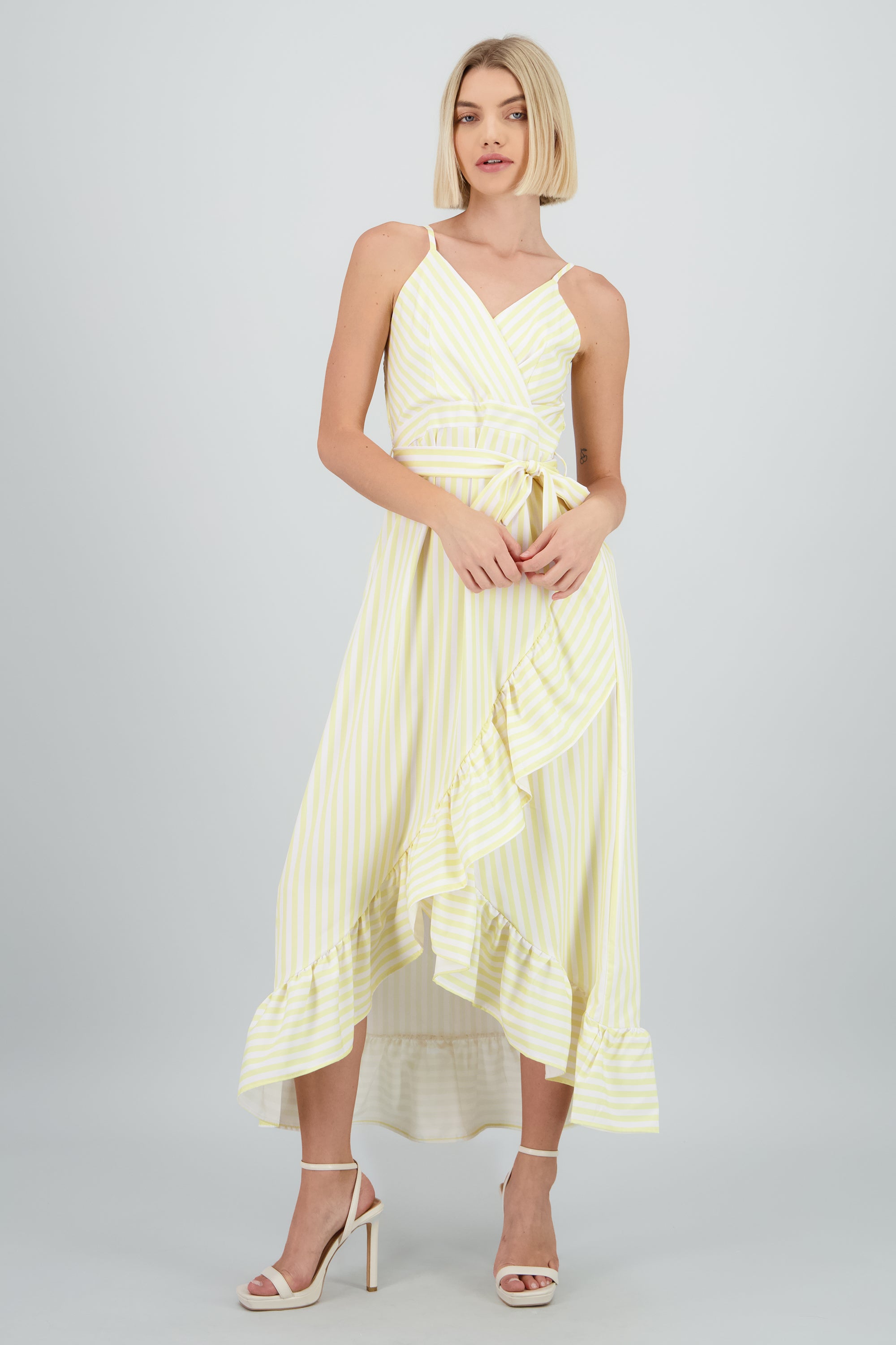 Vestido midi olanes rayas AMARILLO PASTEL