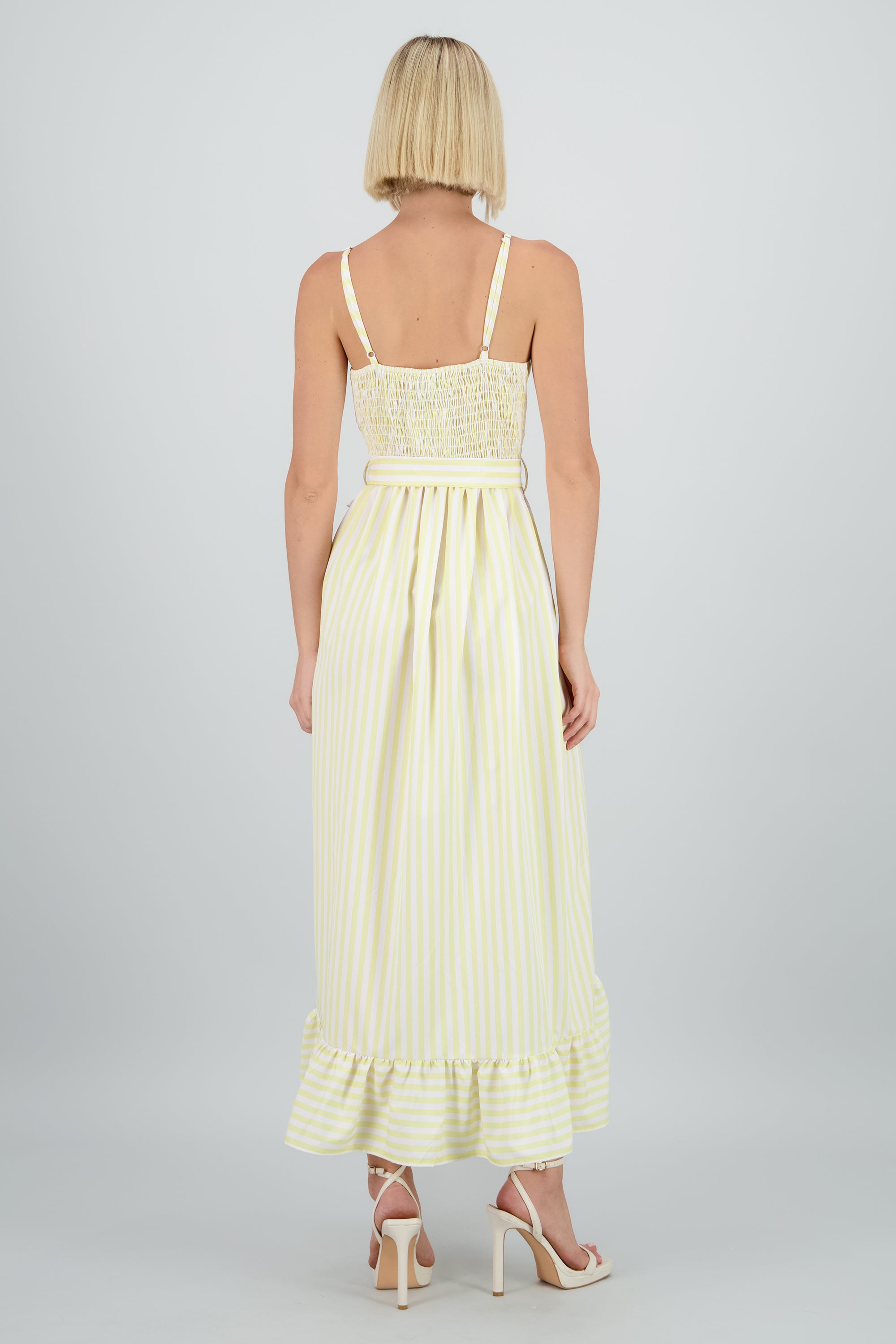 Vestido midi olanes rayas AMARILLO PASTEL