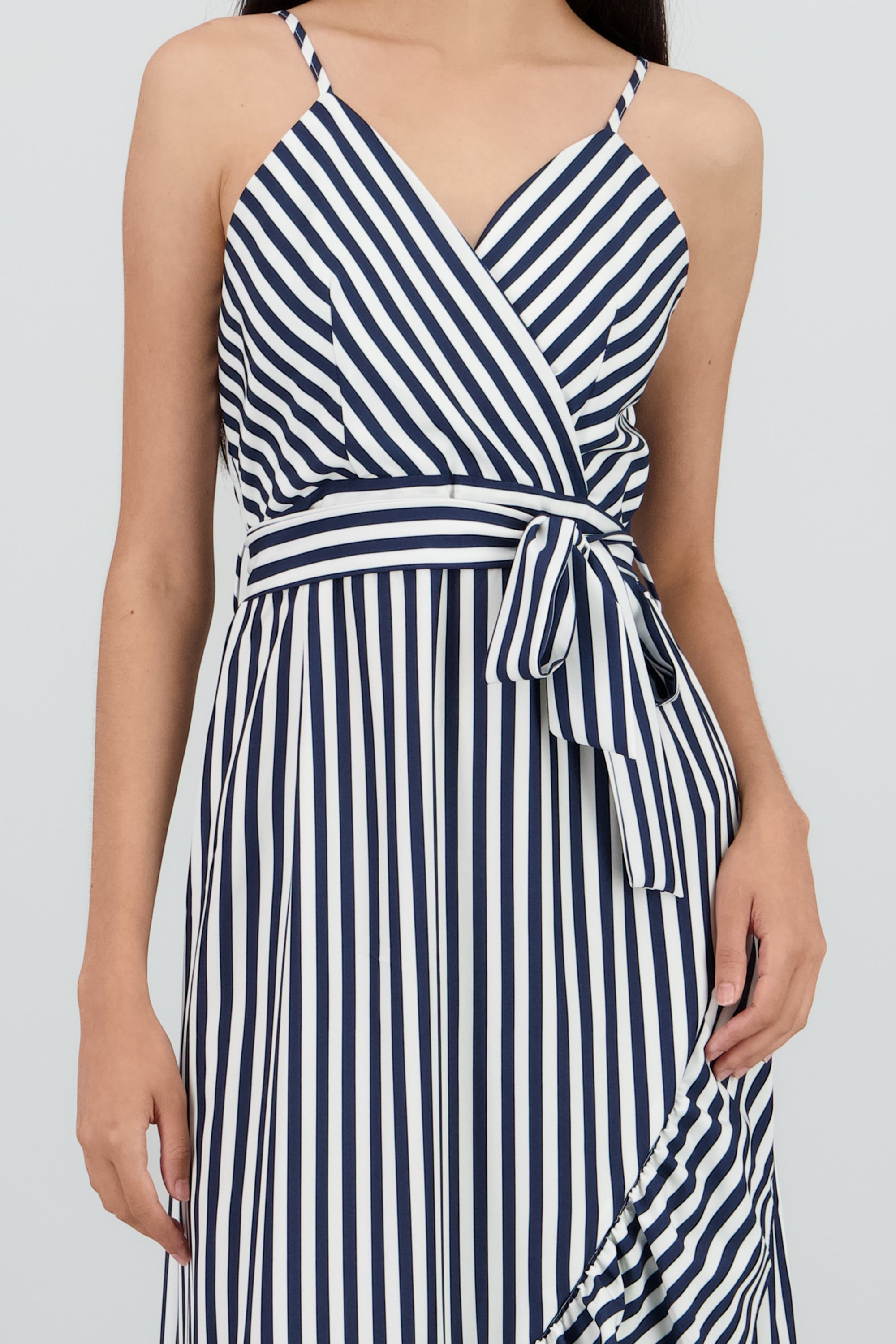Vestido midi olanes rayas MARINO