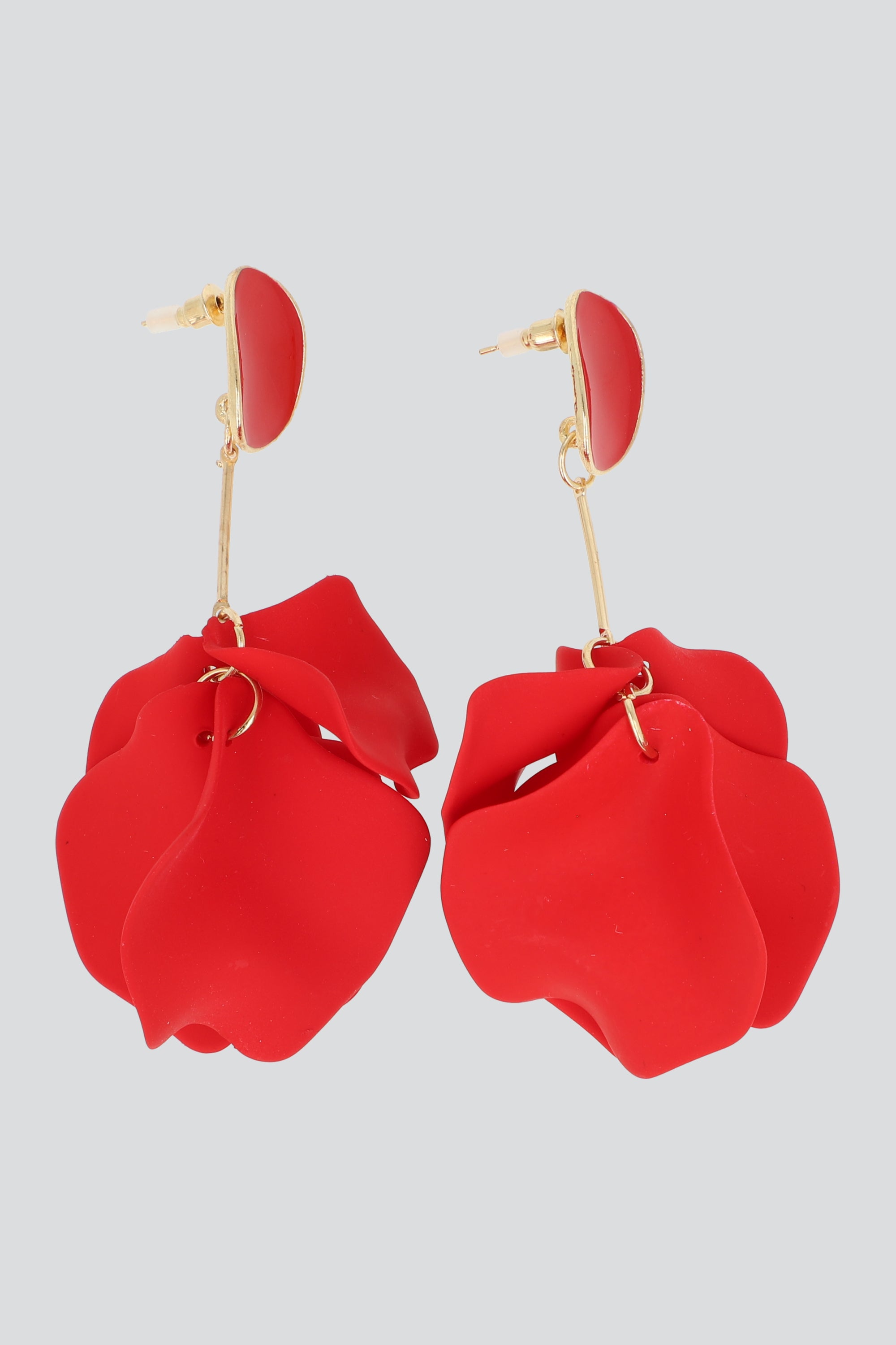 Aretes petalos color largo ROJO