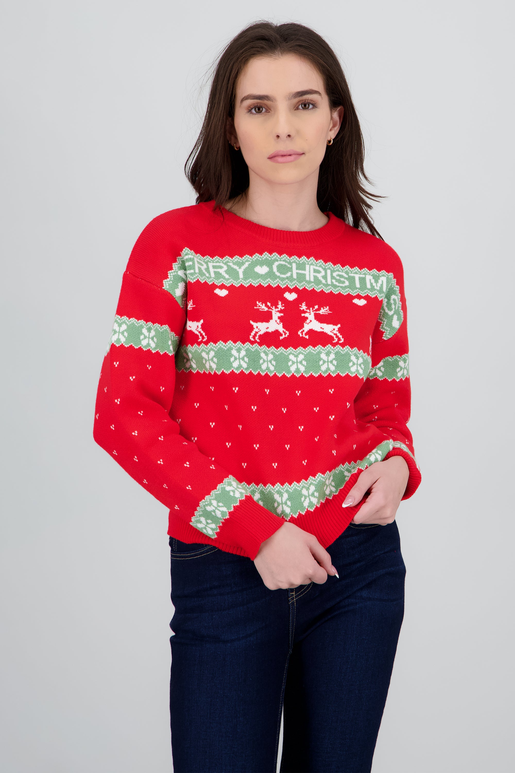Sueter navidad con mini corazones ROJO COMBO