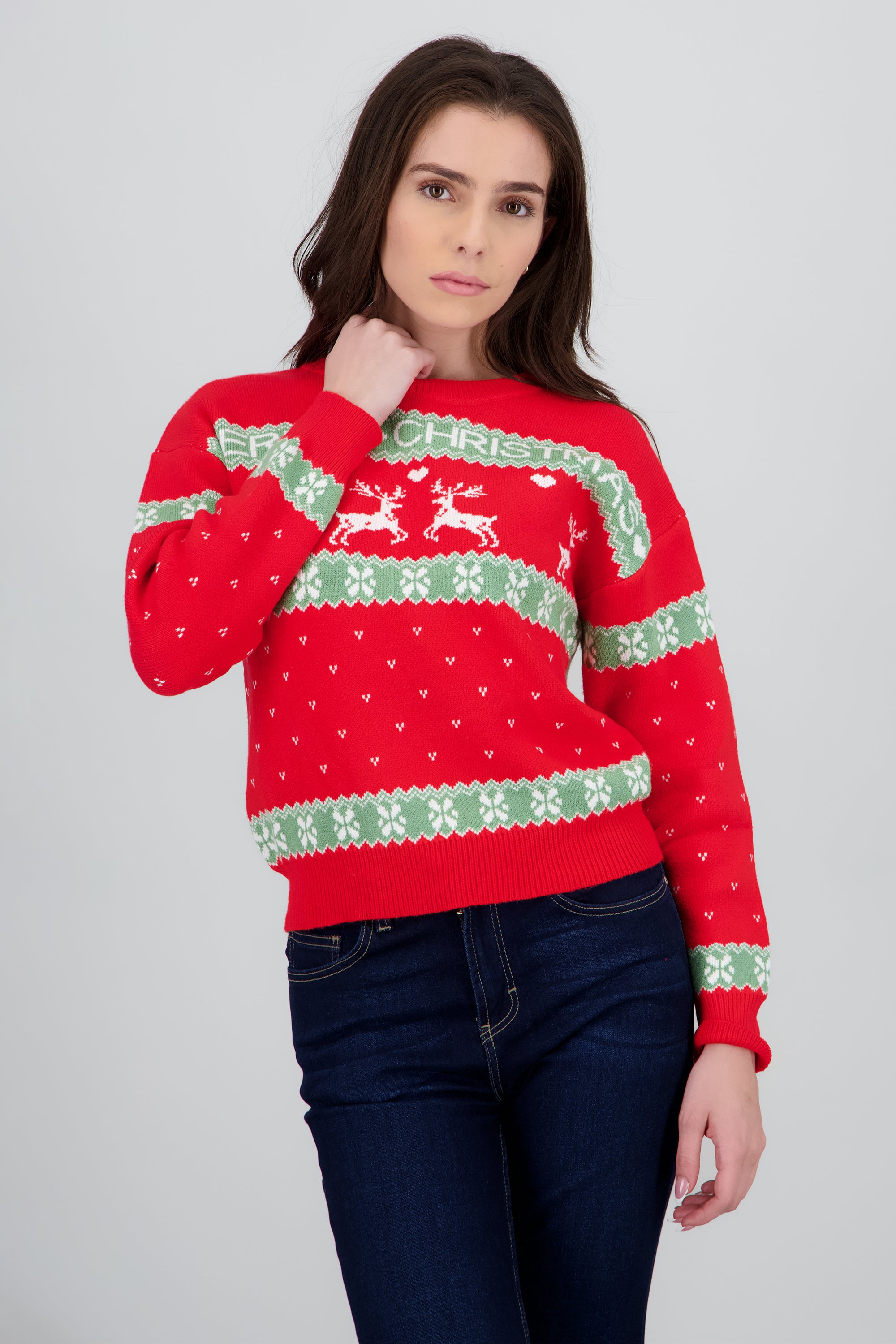 Sueter navidad con mini corazones ROJO COMBO