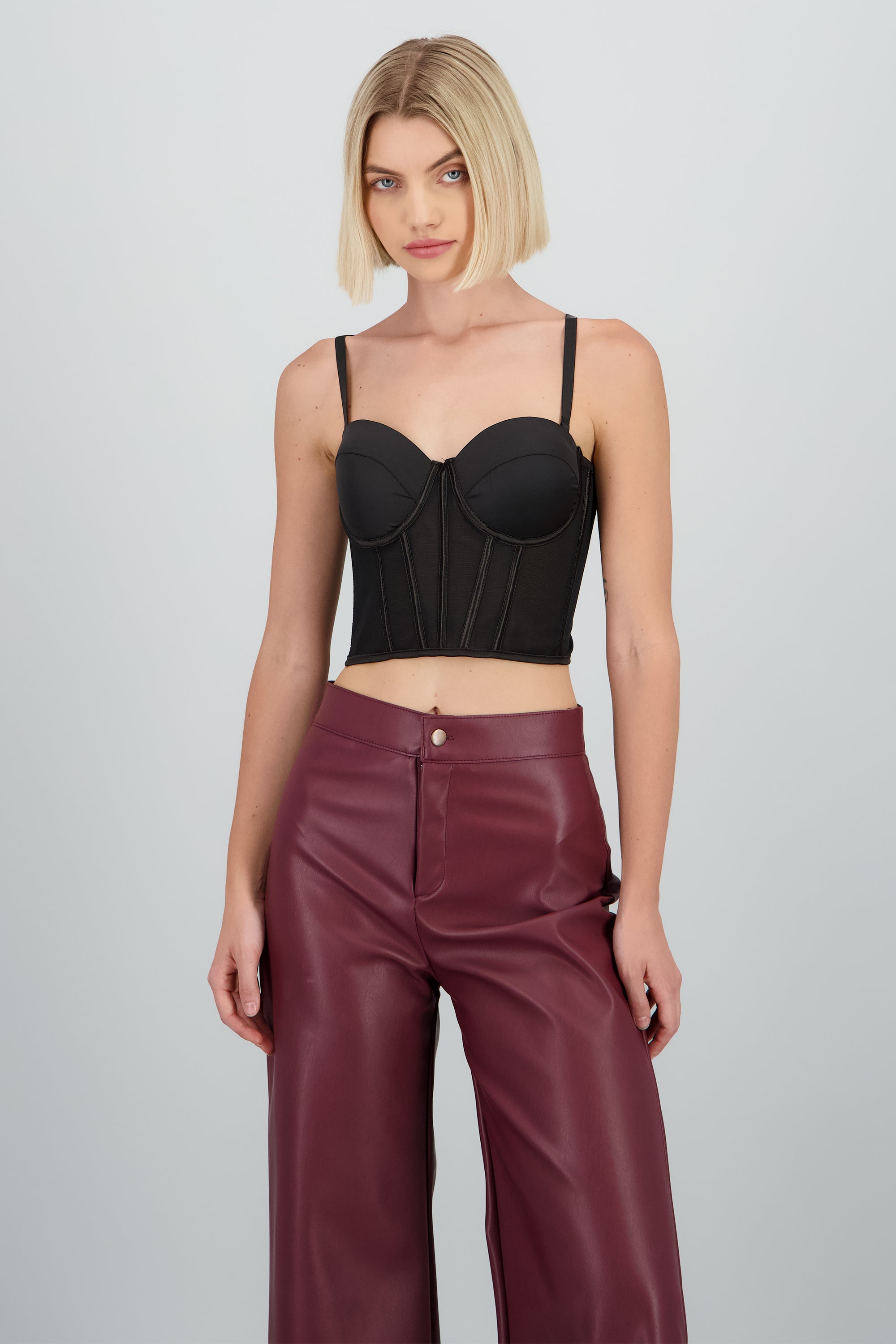 Corset copas detalle transparencia NEGRO