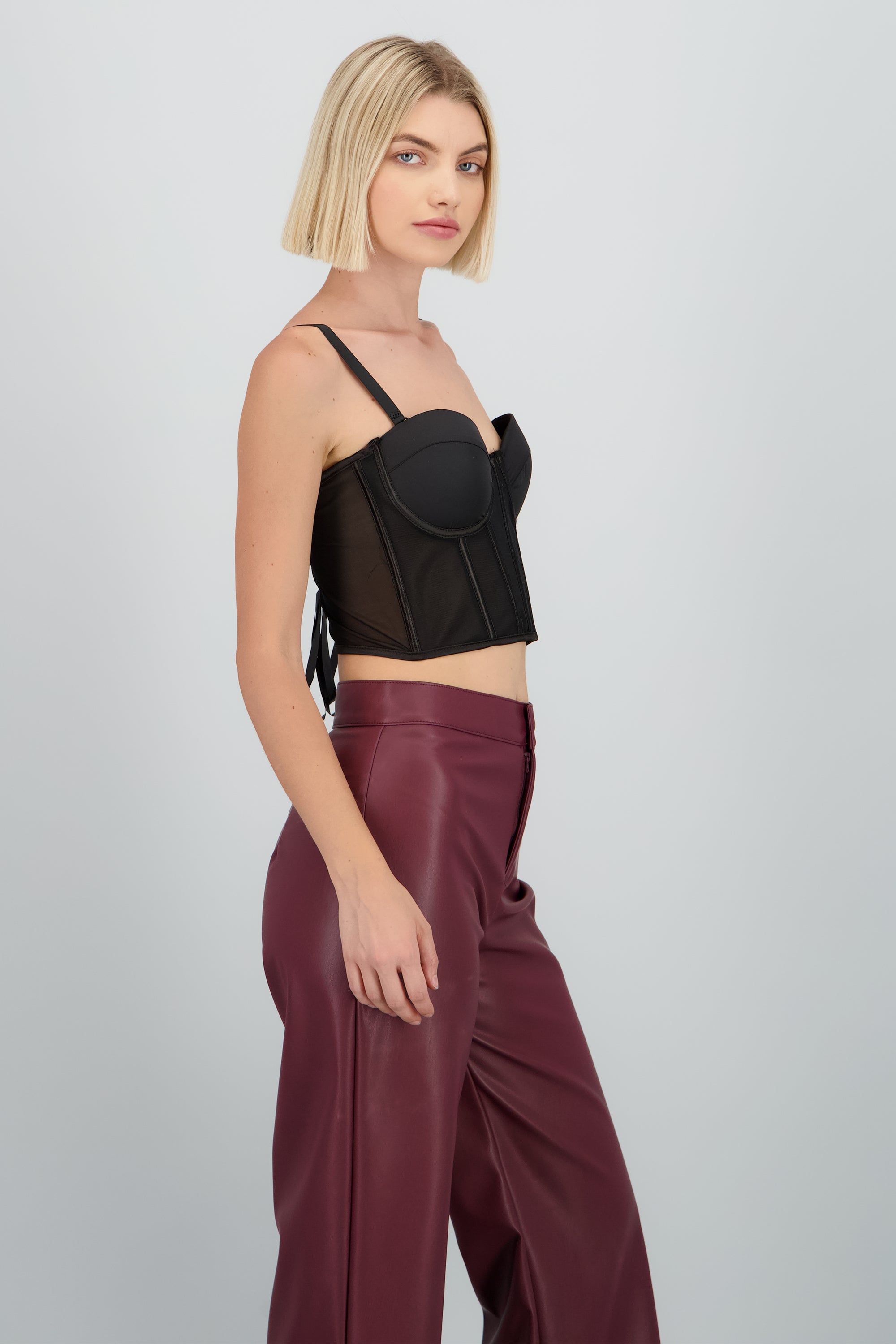 Corset copas detalle transparencia NEGRO