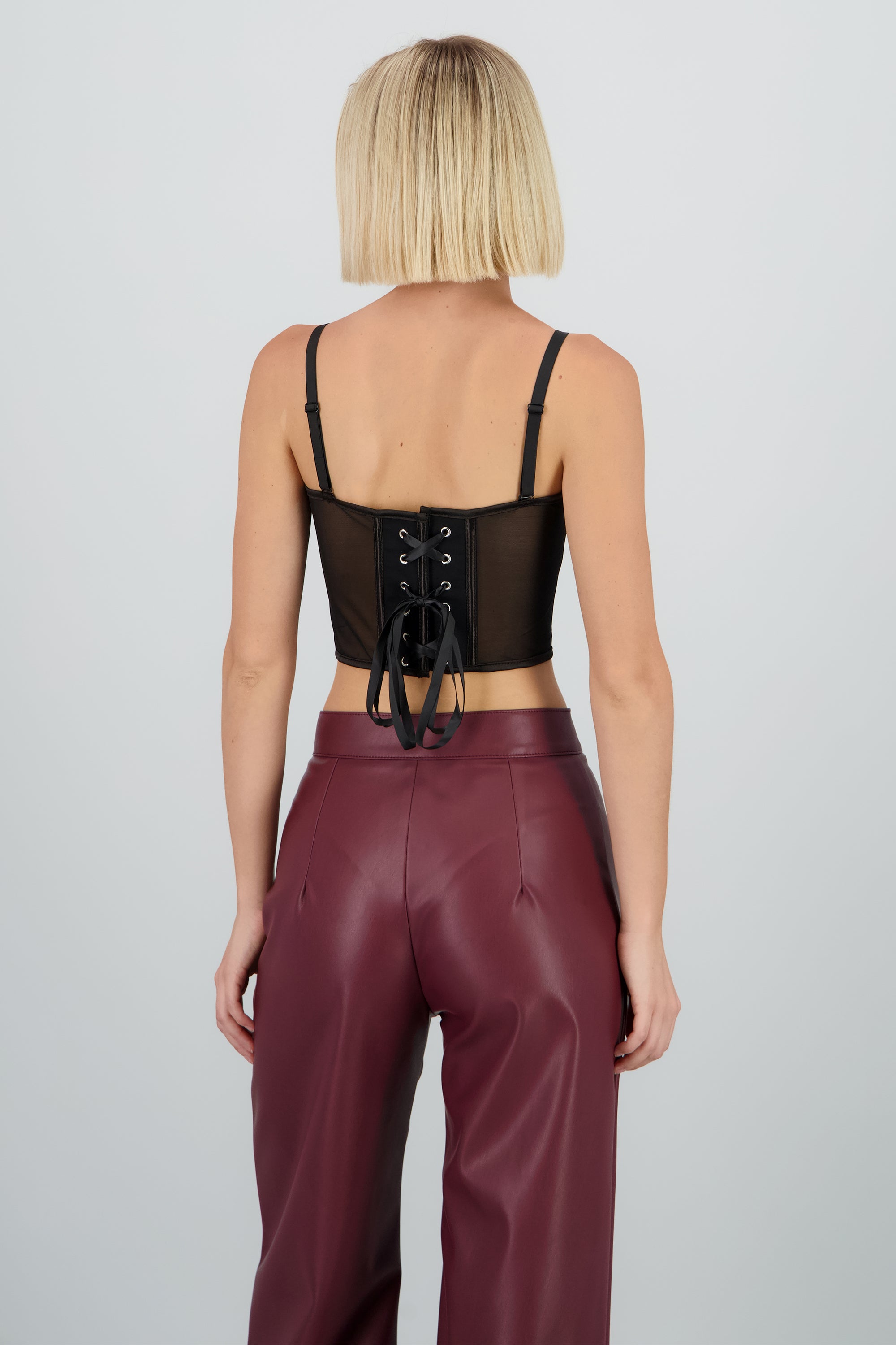Corset copas detalle transparencia NEGRO