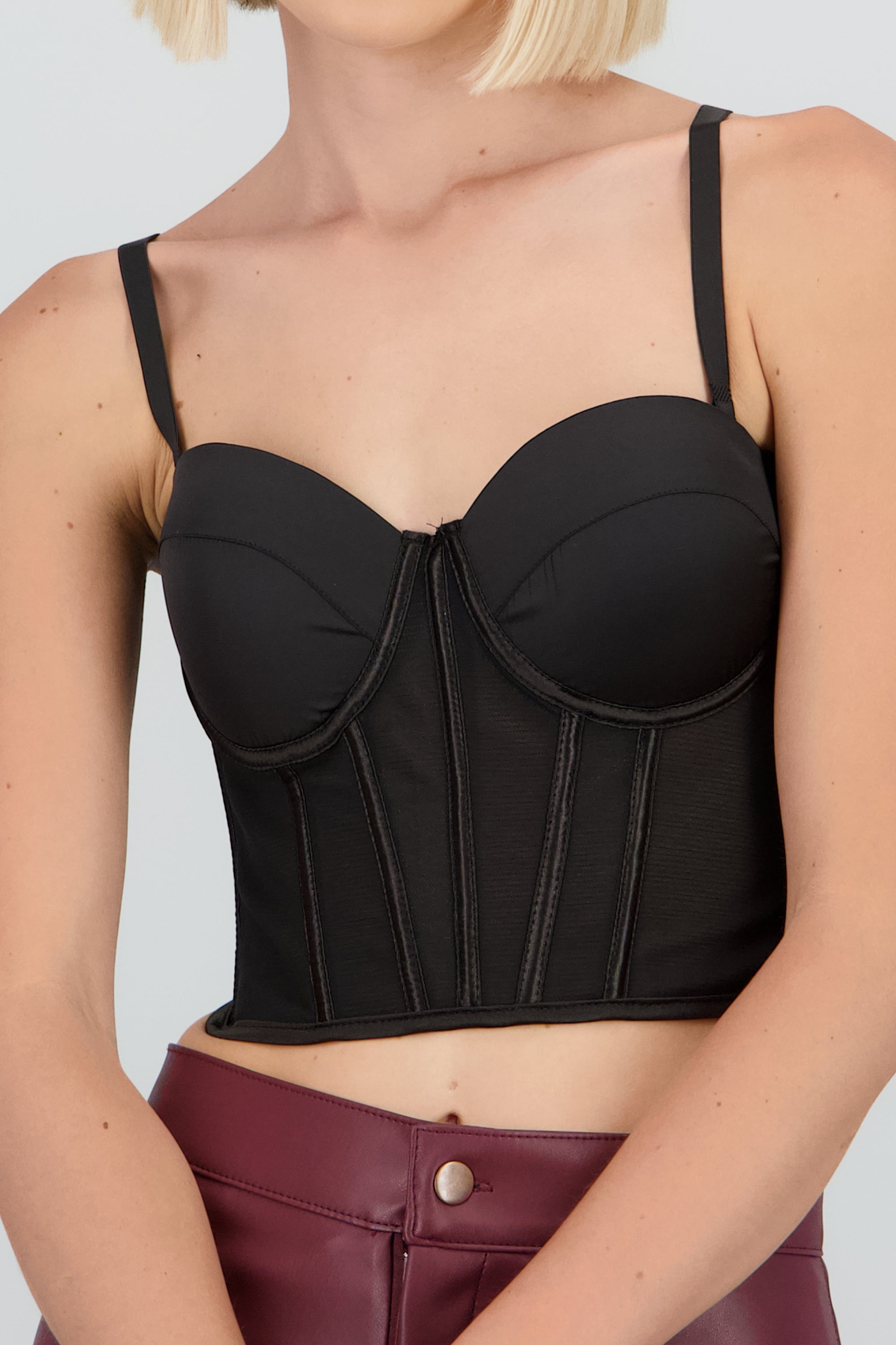 Corset copas detalle transparencia NEGRO