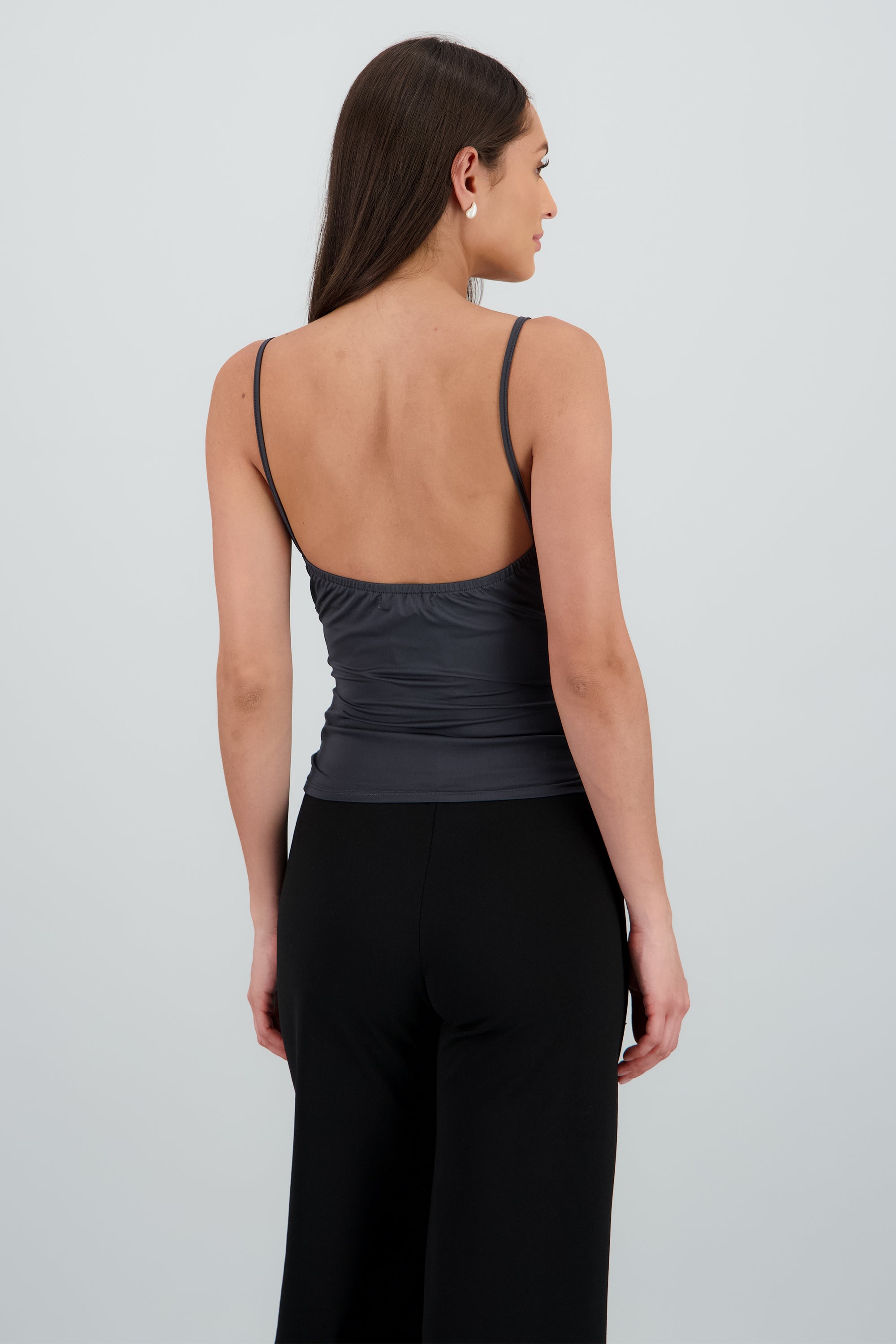 Top tirantes drapeado detalle escote GRIS OBSCURO