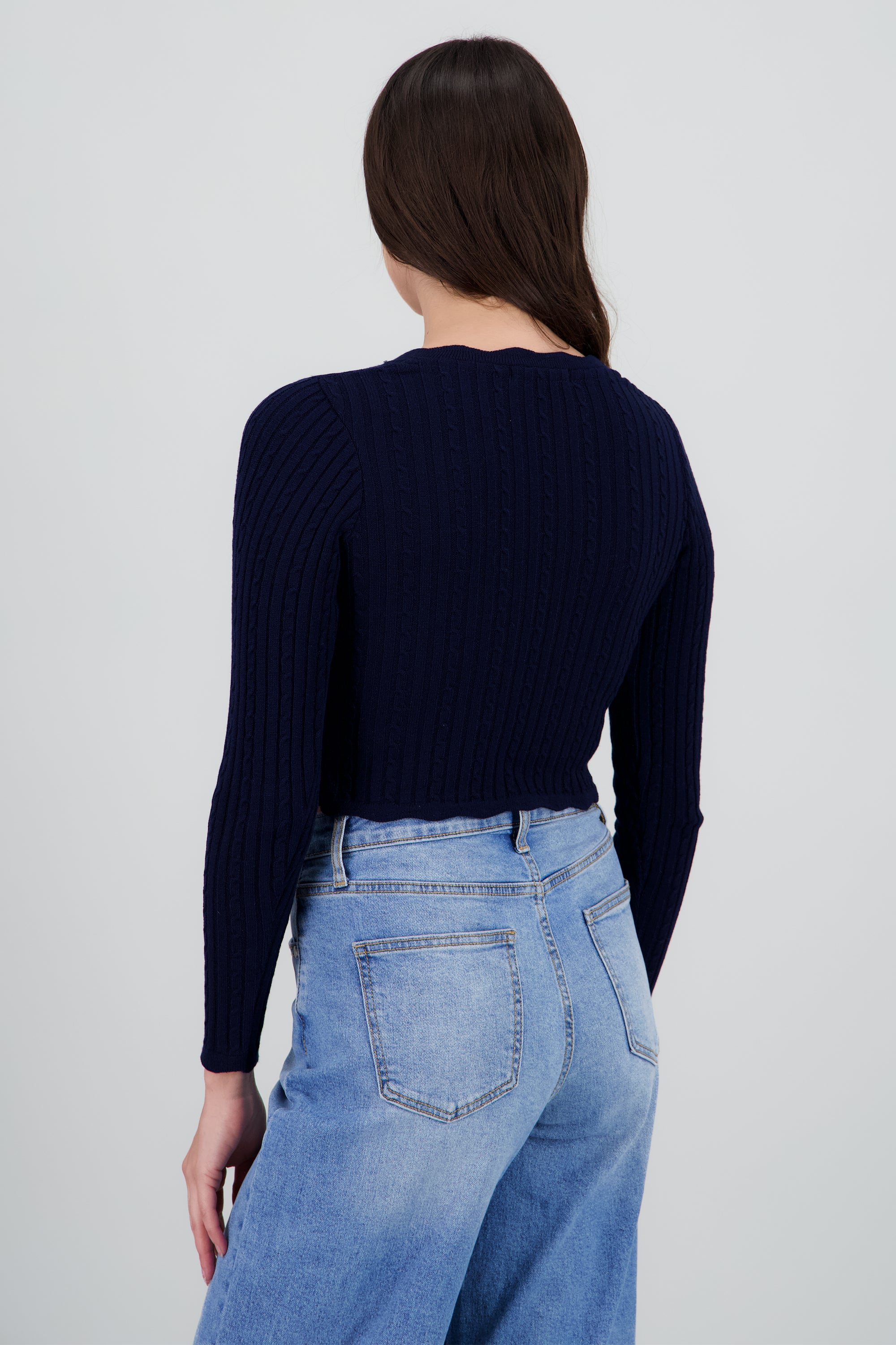 Cardigan trenzado detalle borde MARINO
