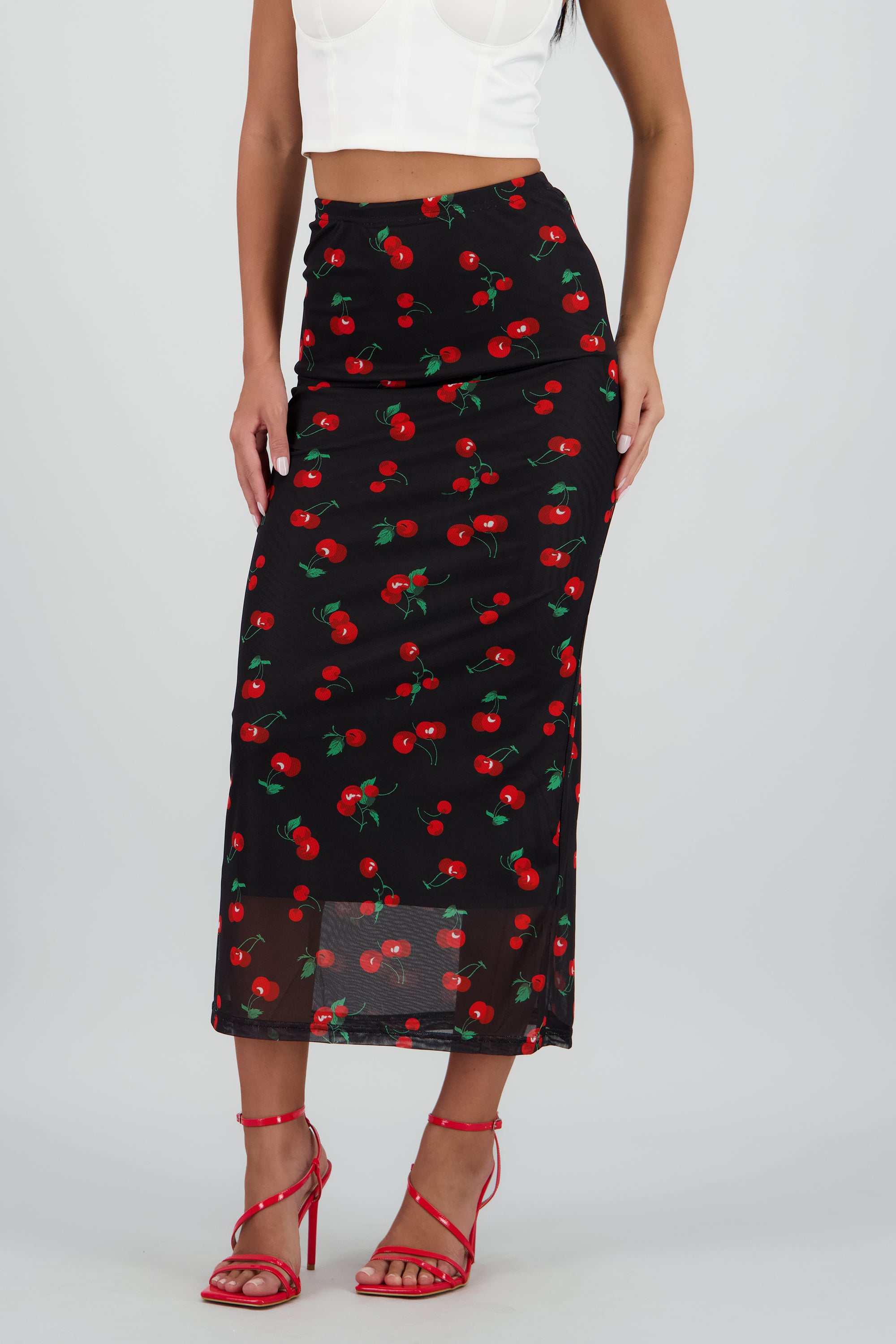 Falda midi flores NEGRO COMBO
