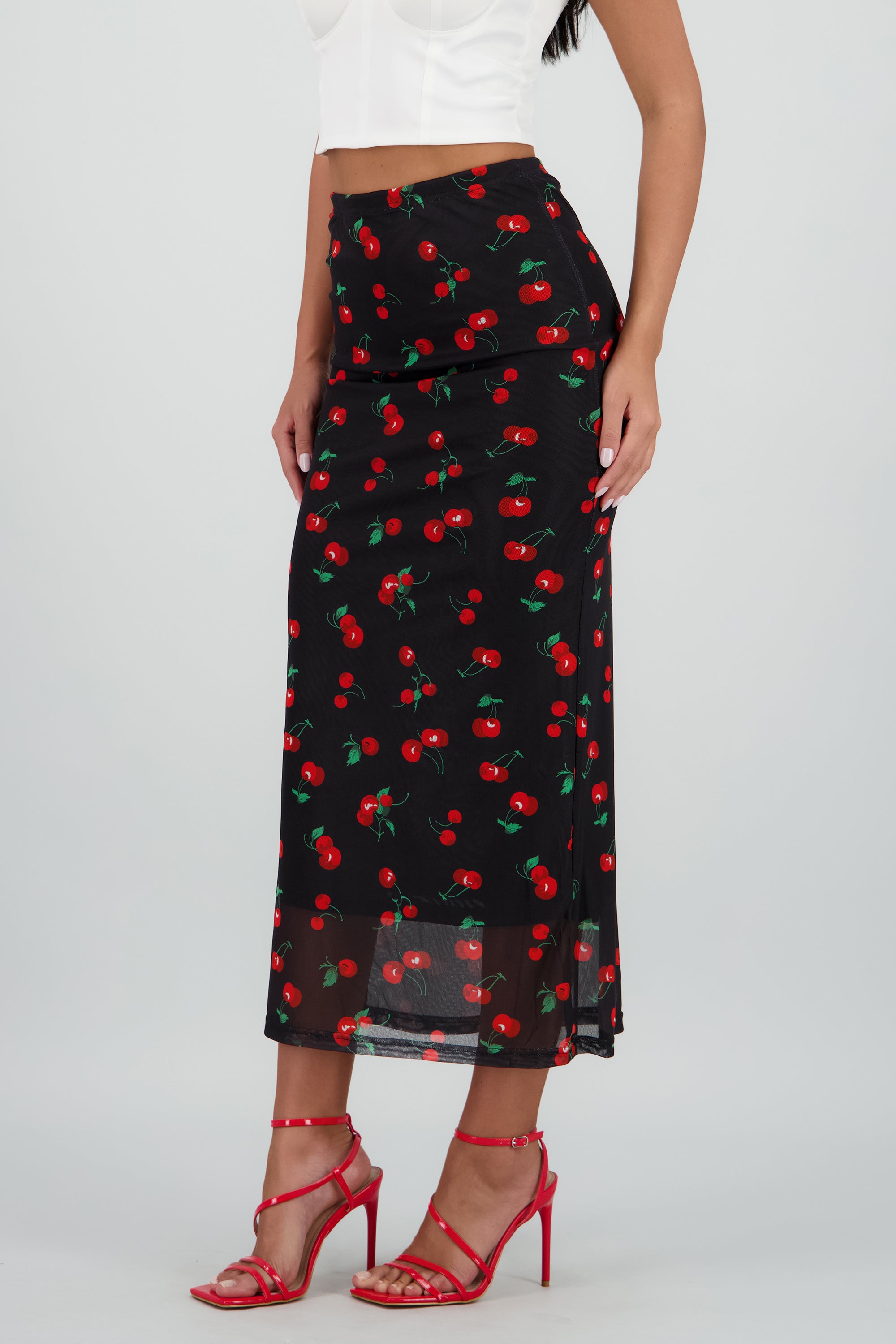 Falda midi flores NEGRO COMBO
