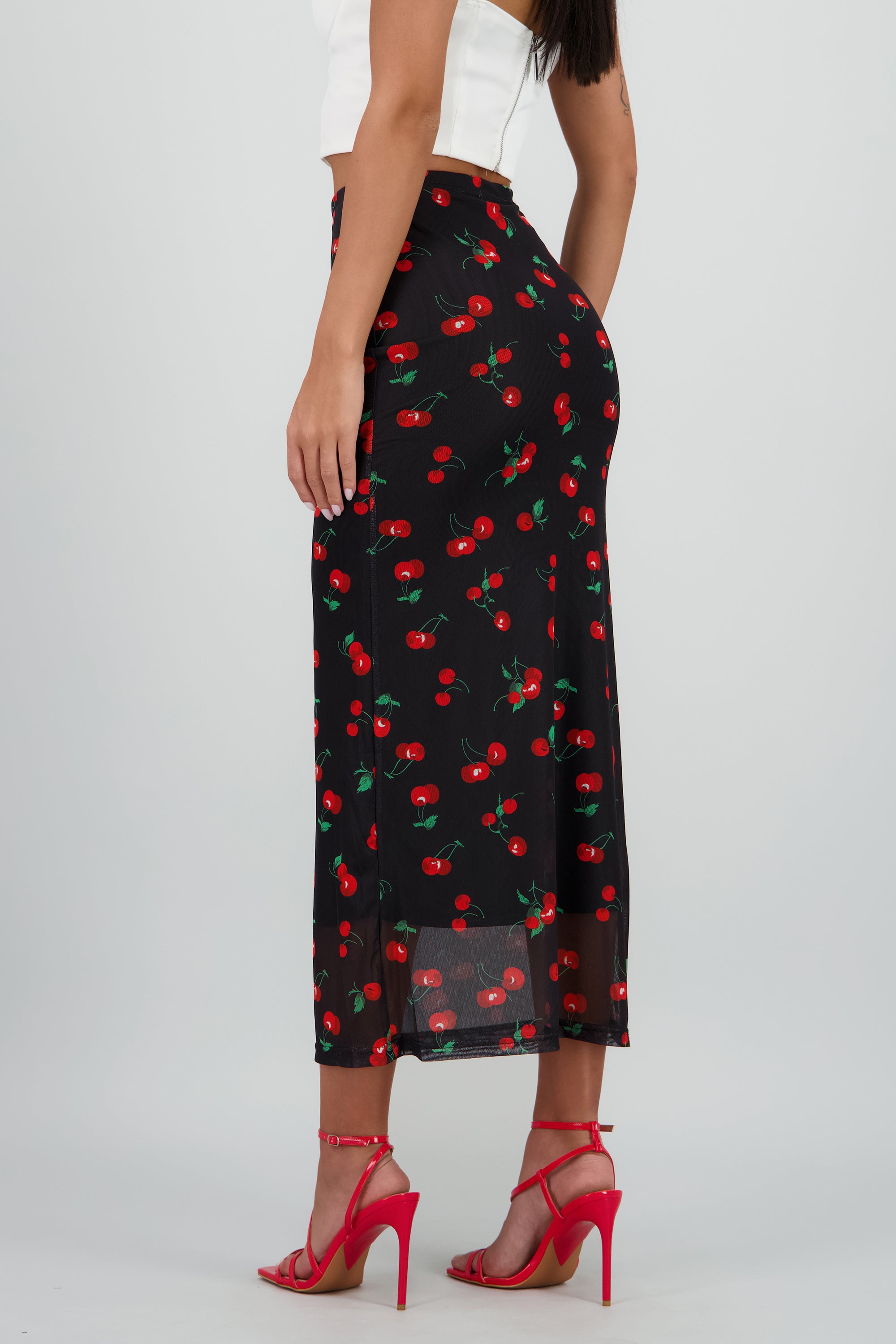 Falda midi flores NEGRO COMBO