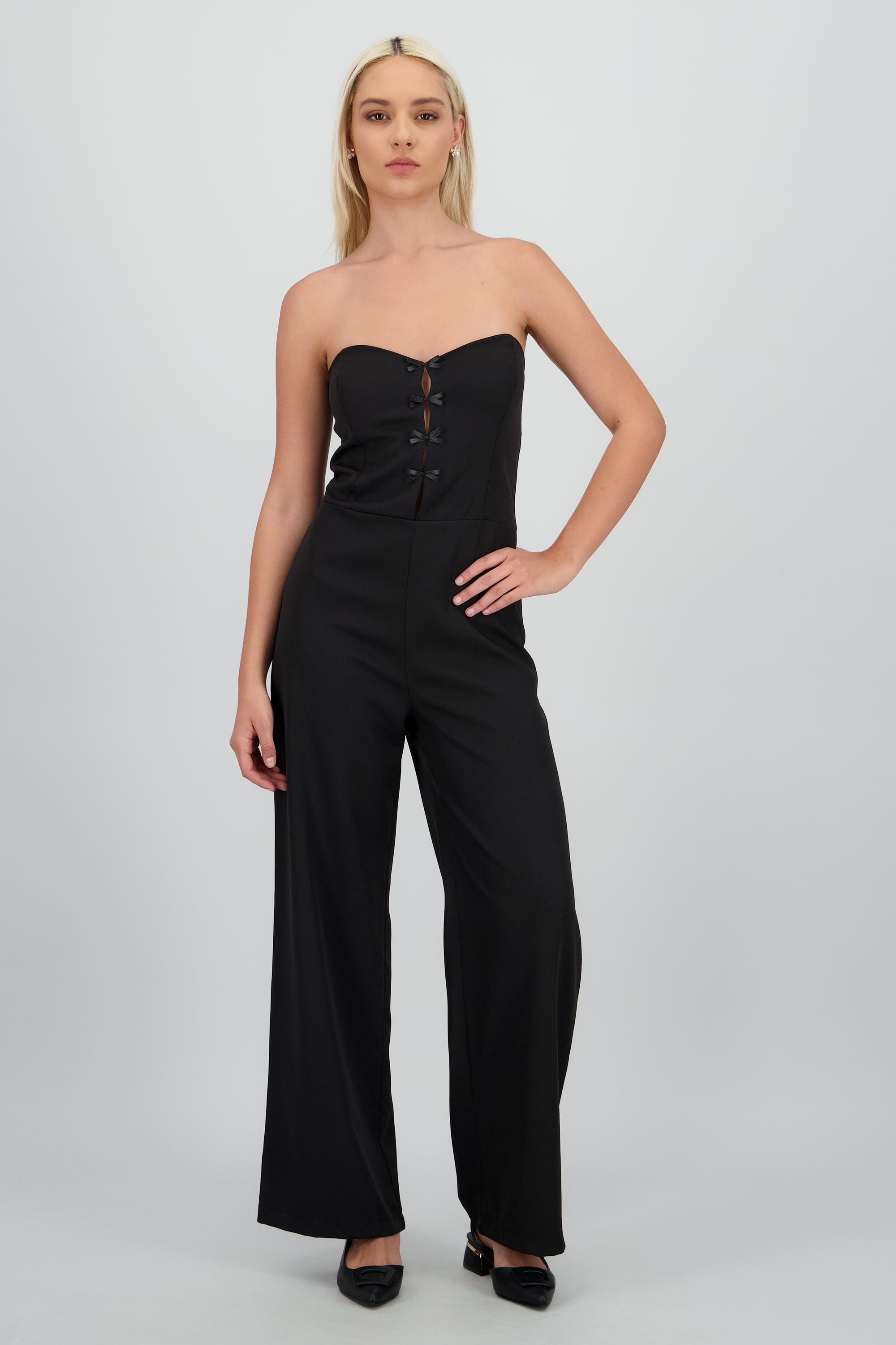 Jumpsuit strapples detalle moños NEGRO