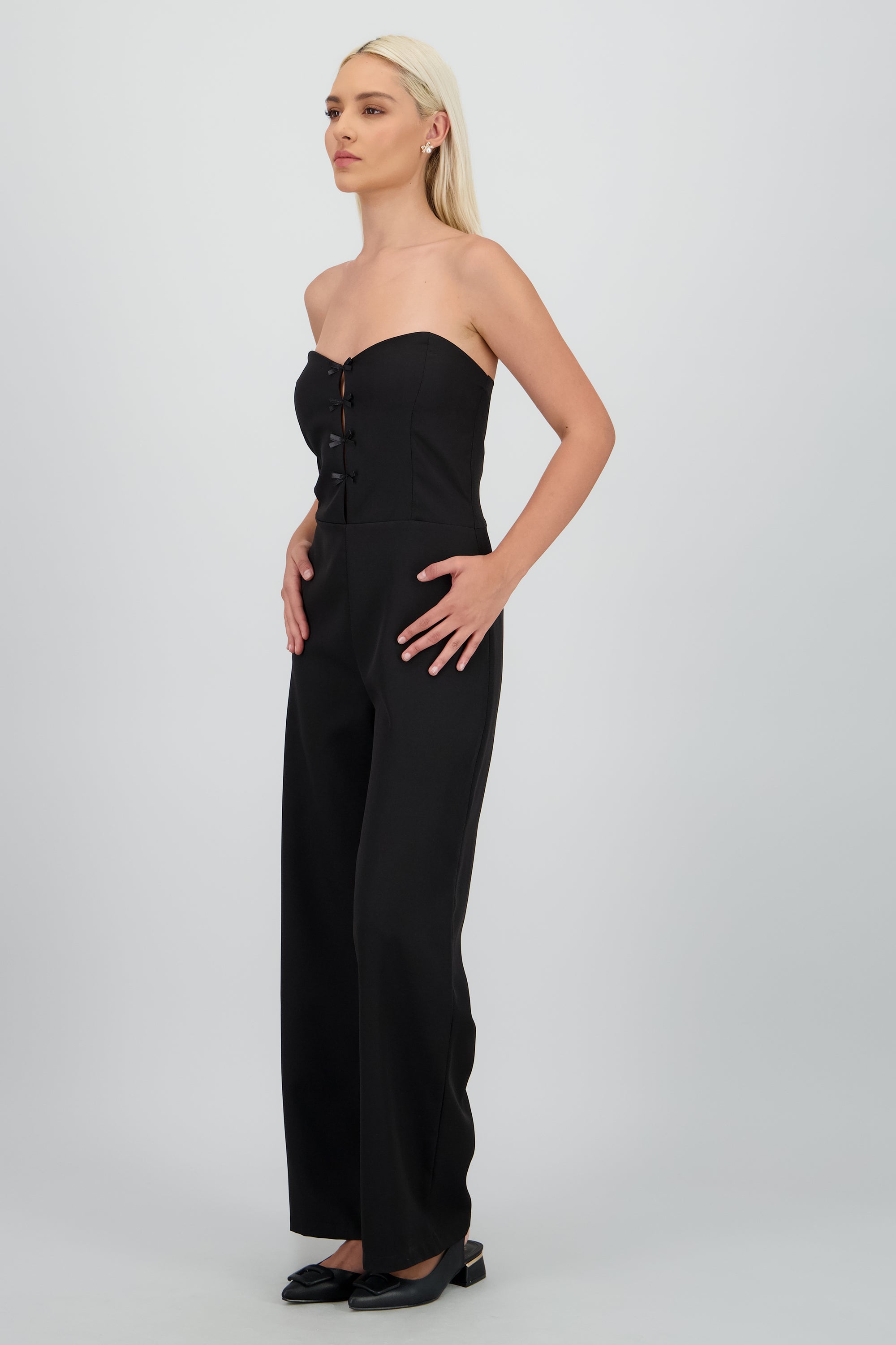 Jumpsuit strapples detalle moños NEGRO