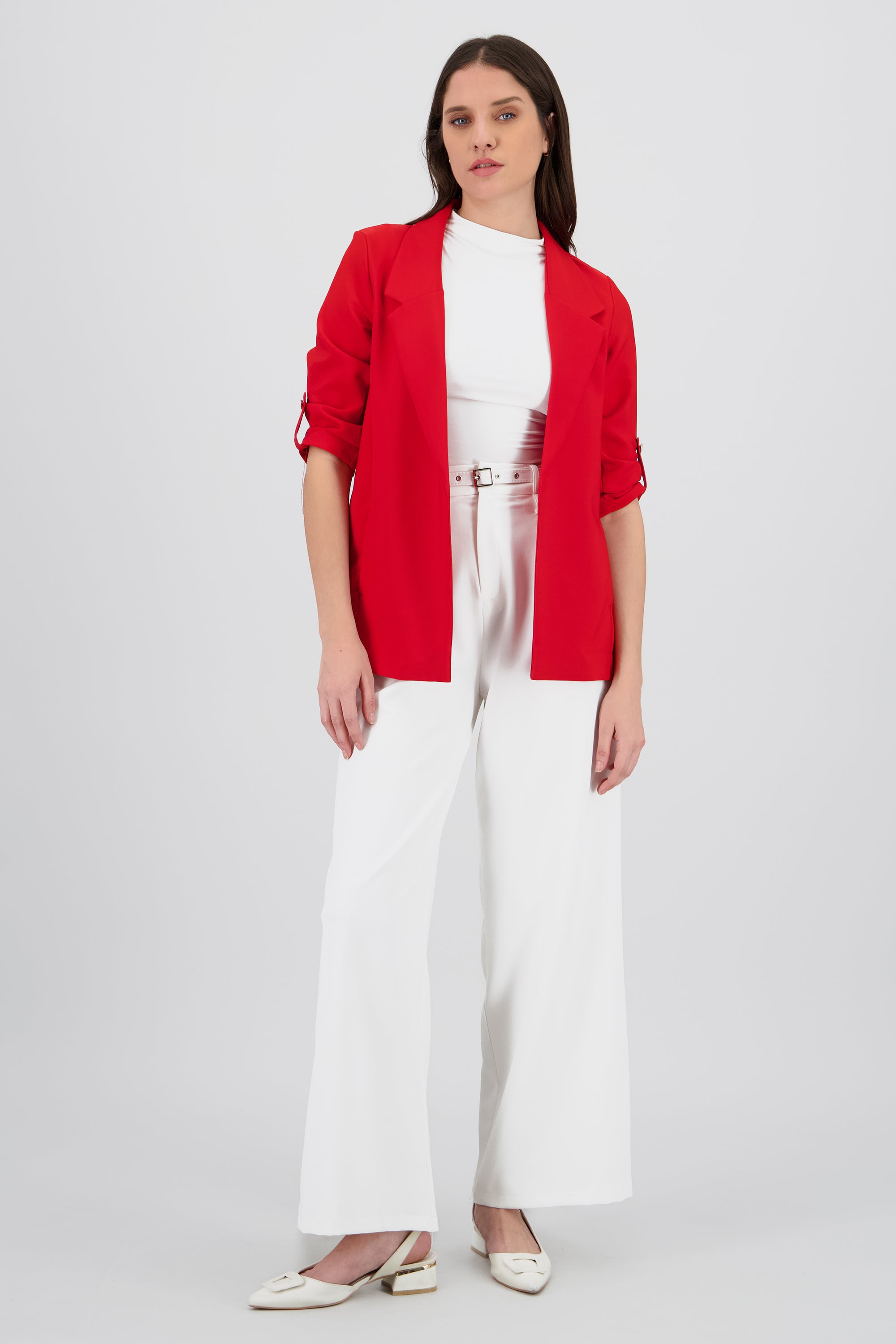 Pantalon amplio detalle cinturon BLANCO
