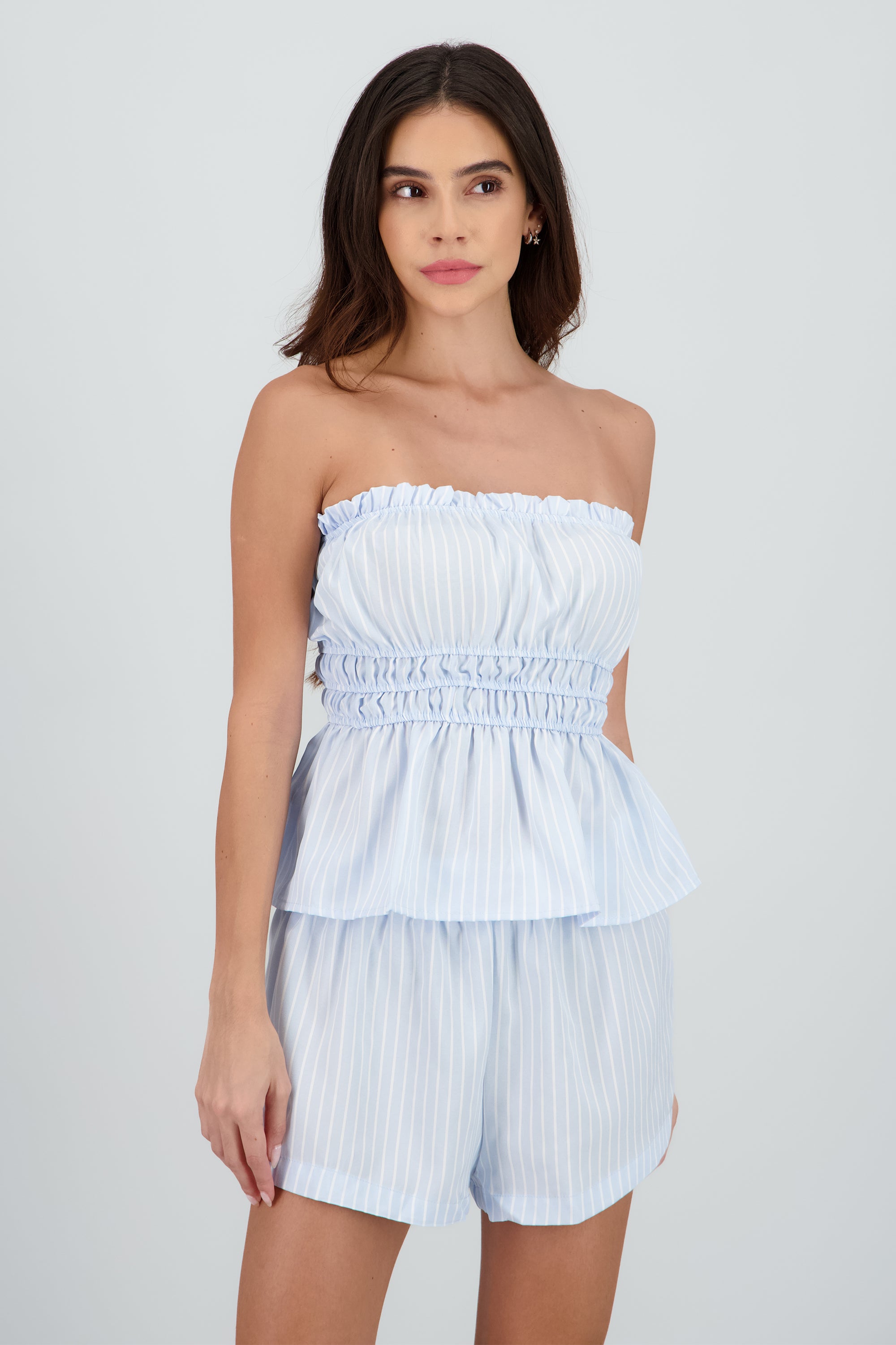 Blusa strapless rayas AZUL COMBO