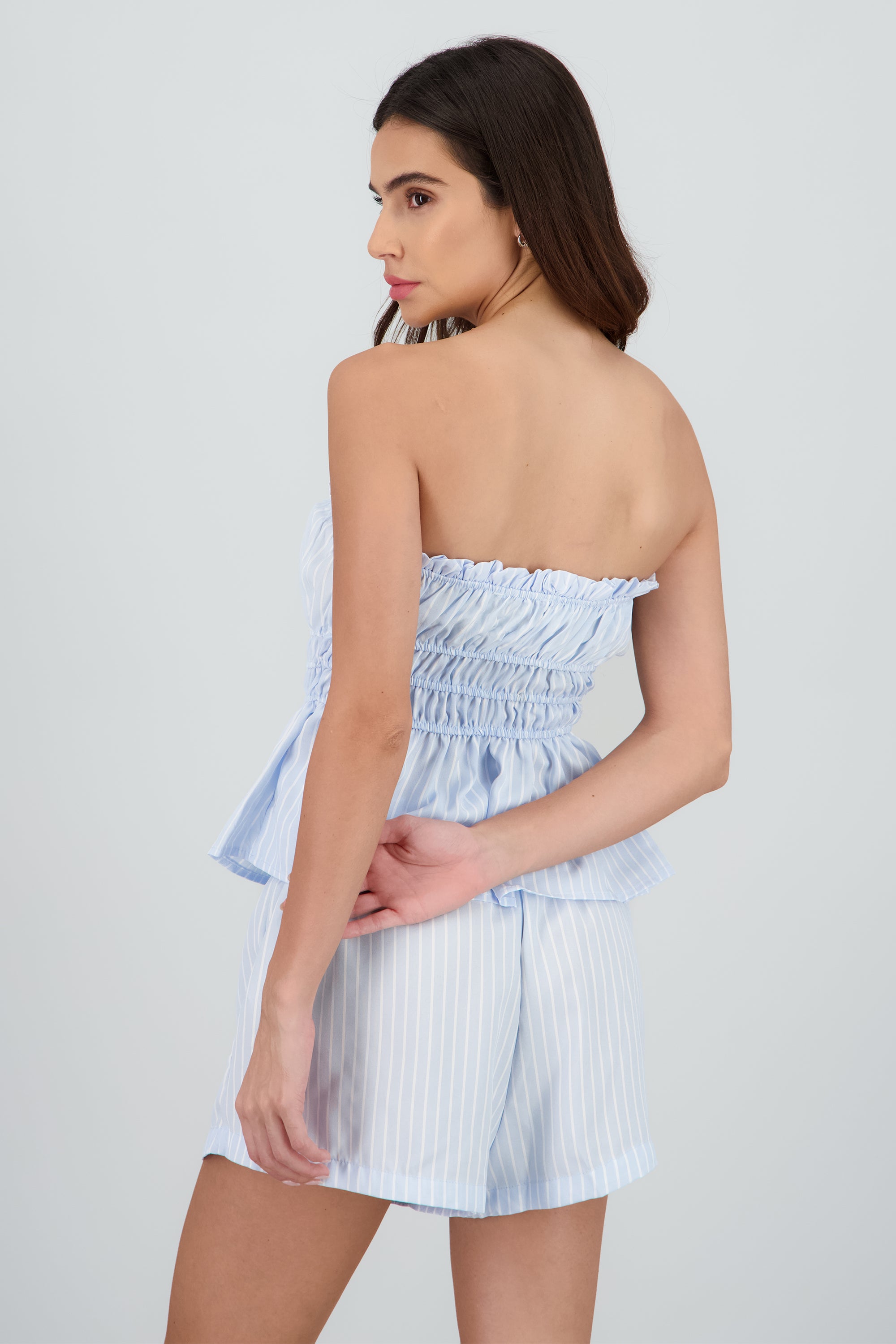 Blusa strapless rayas AZUL COMBO