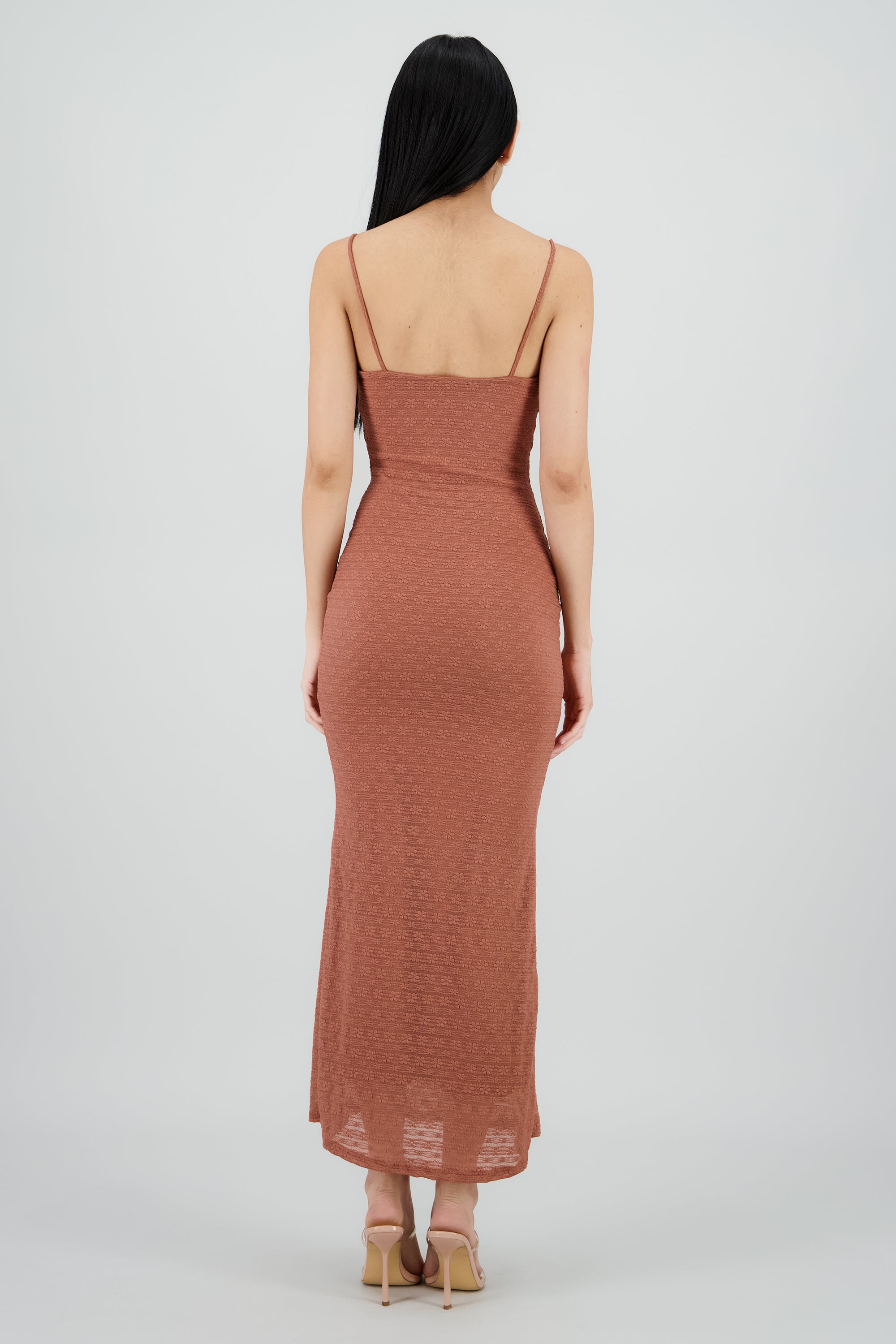 Vestido con encaje de flores MARSALA