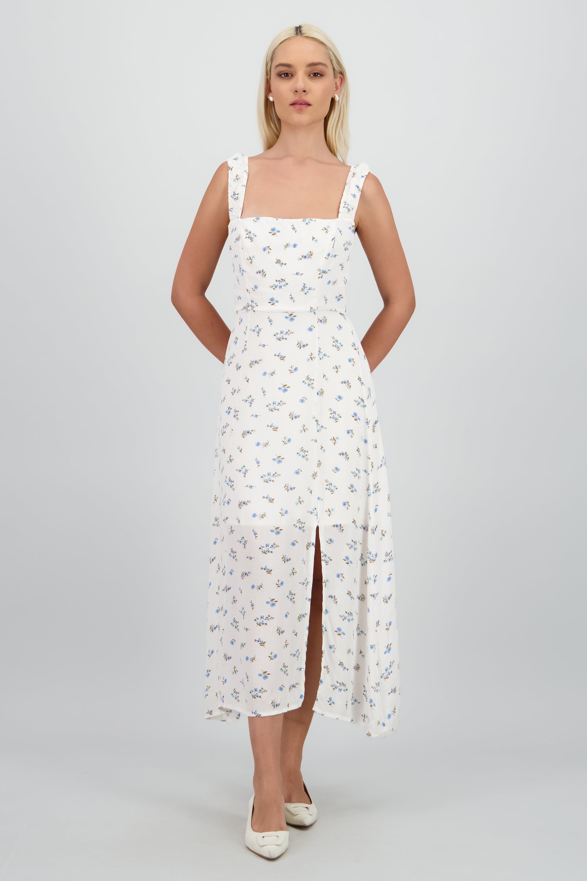 Vestido maxi mini flores AZUL COMBO