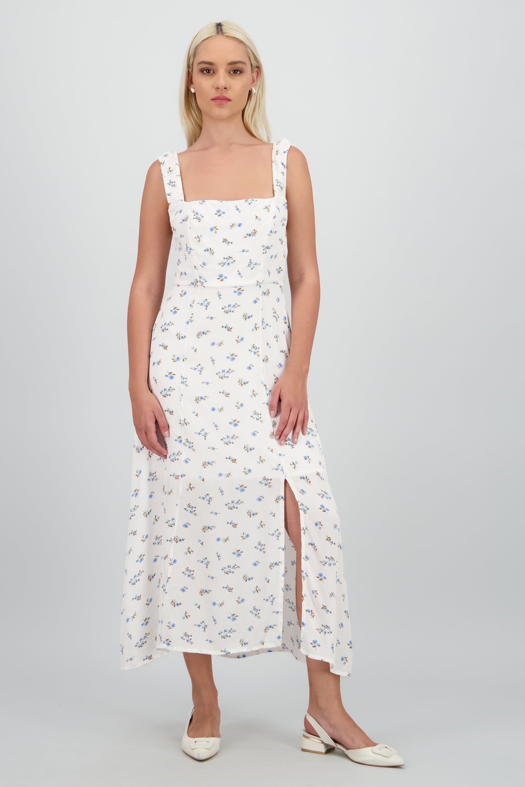 Vestido maxi mini flores AZUL COMBO