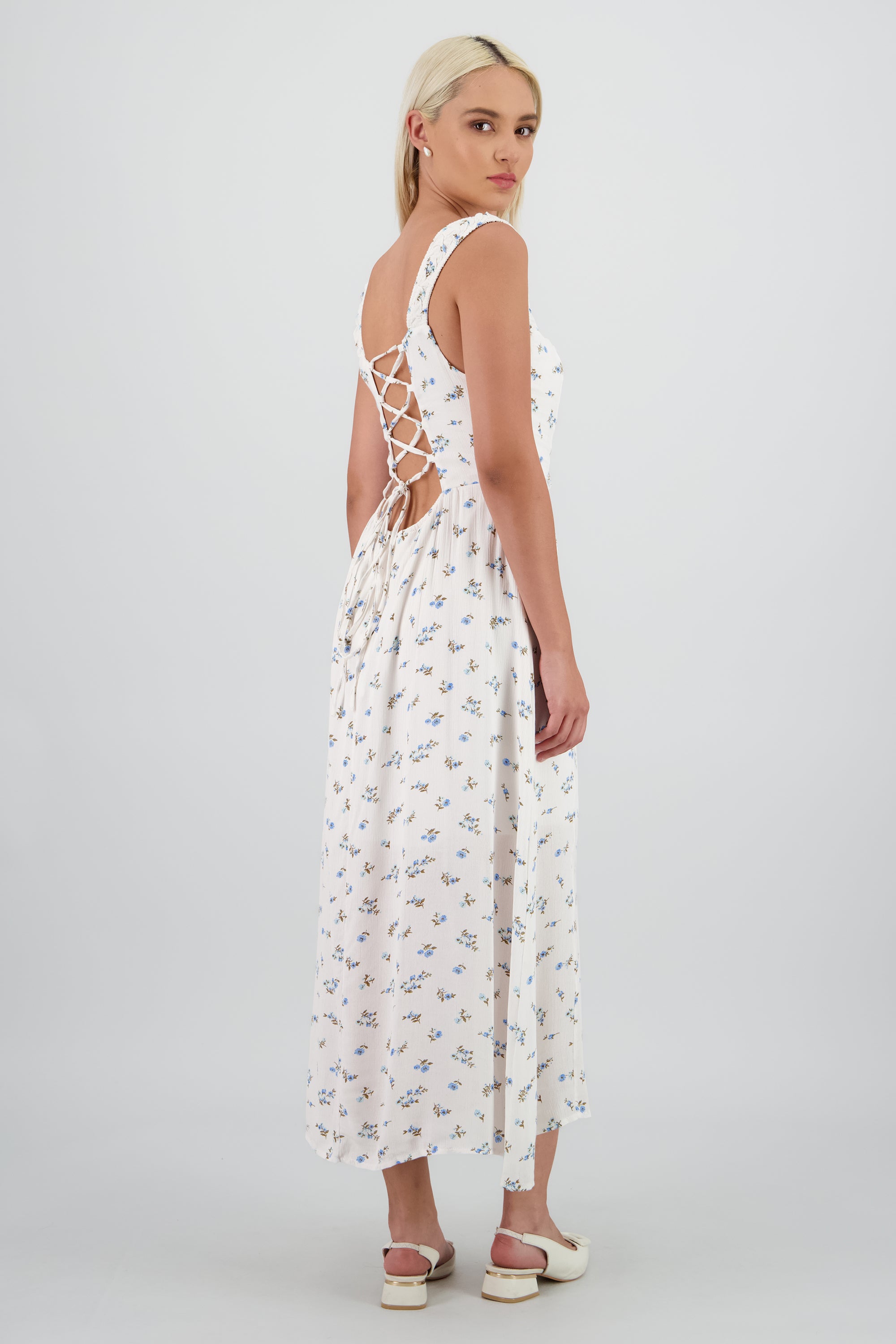 Vestido maxi mini flores AZUL COMBO