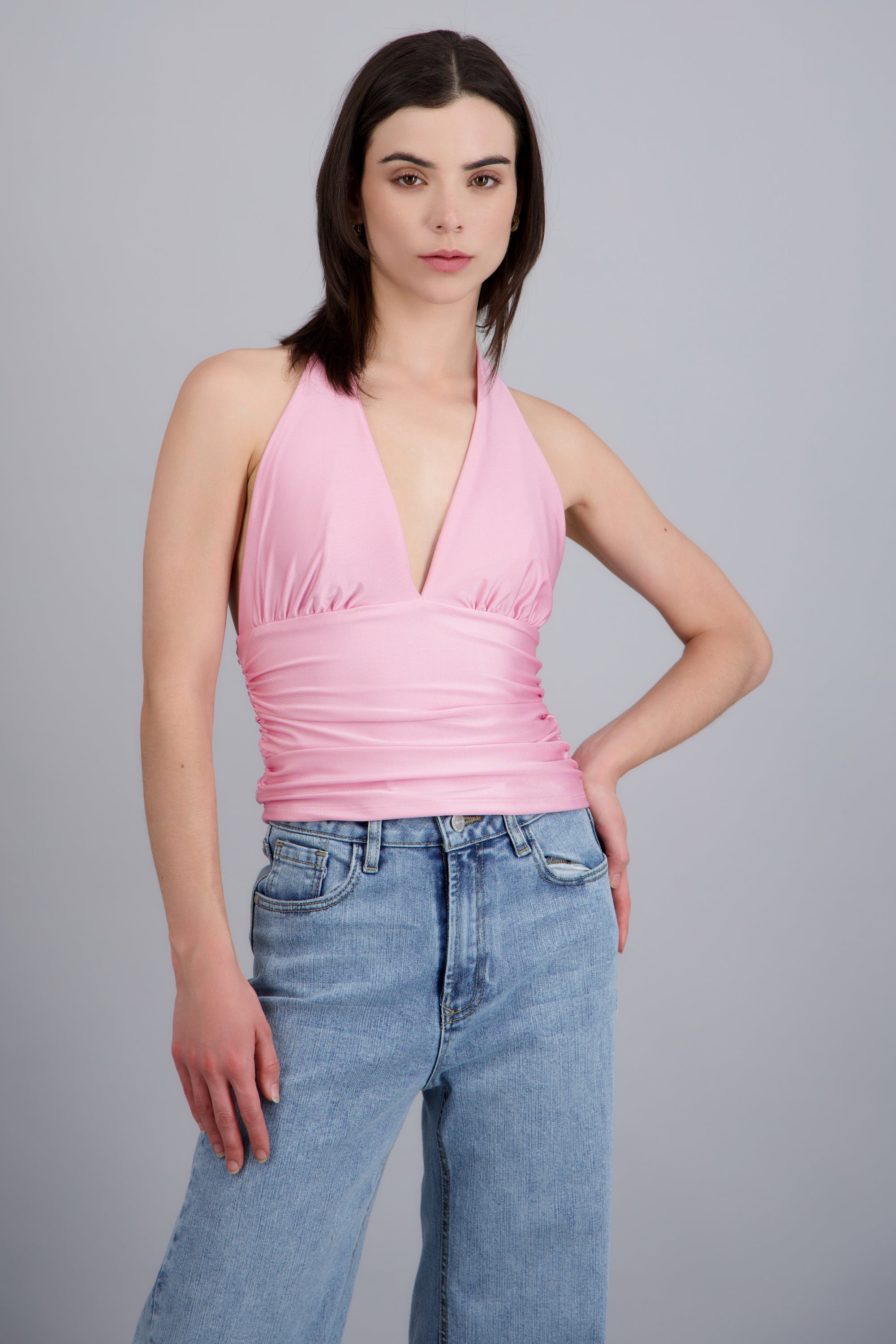 Top halter detalle pliegues ROSA