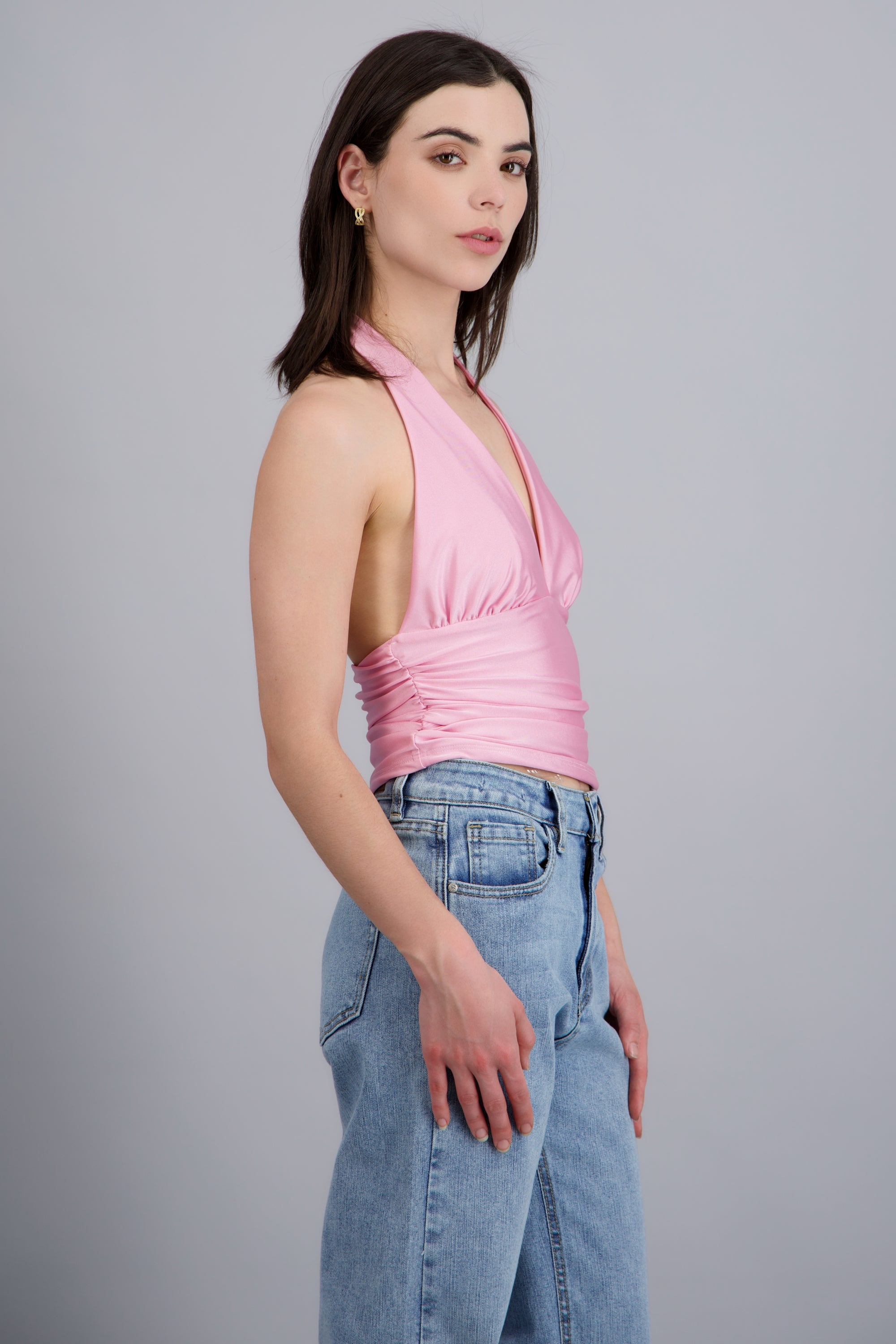 Top halter detalle pliegues ROSA