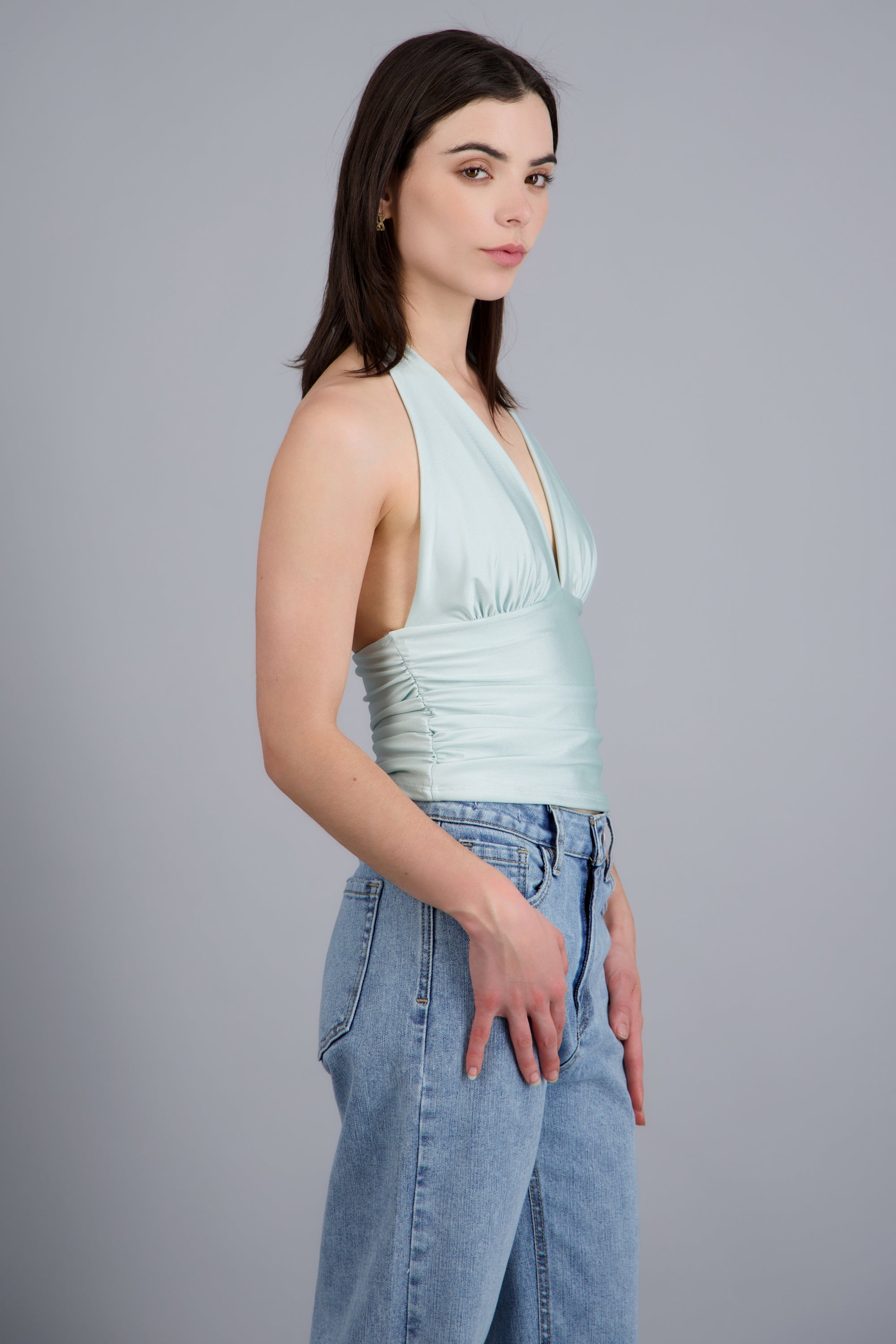 Top halter detalle pliegues MENTA