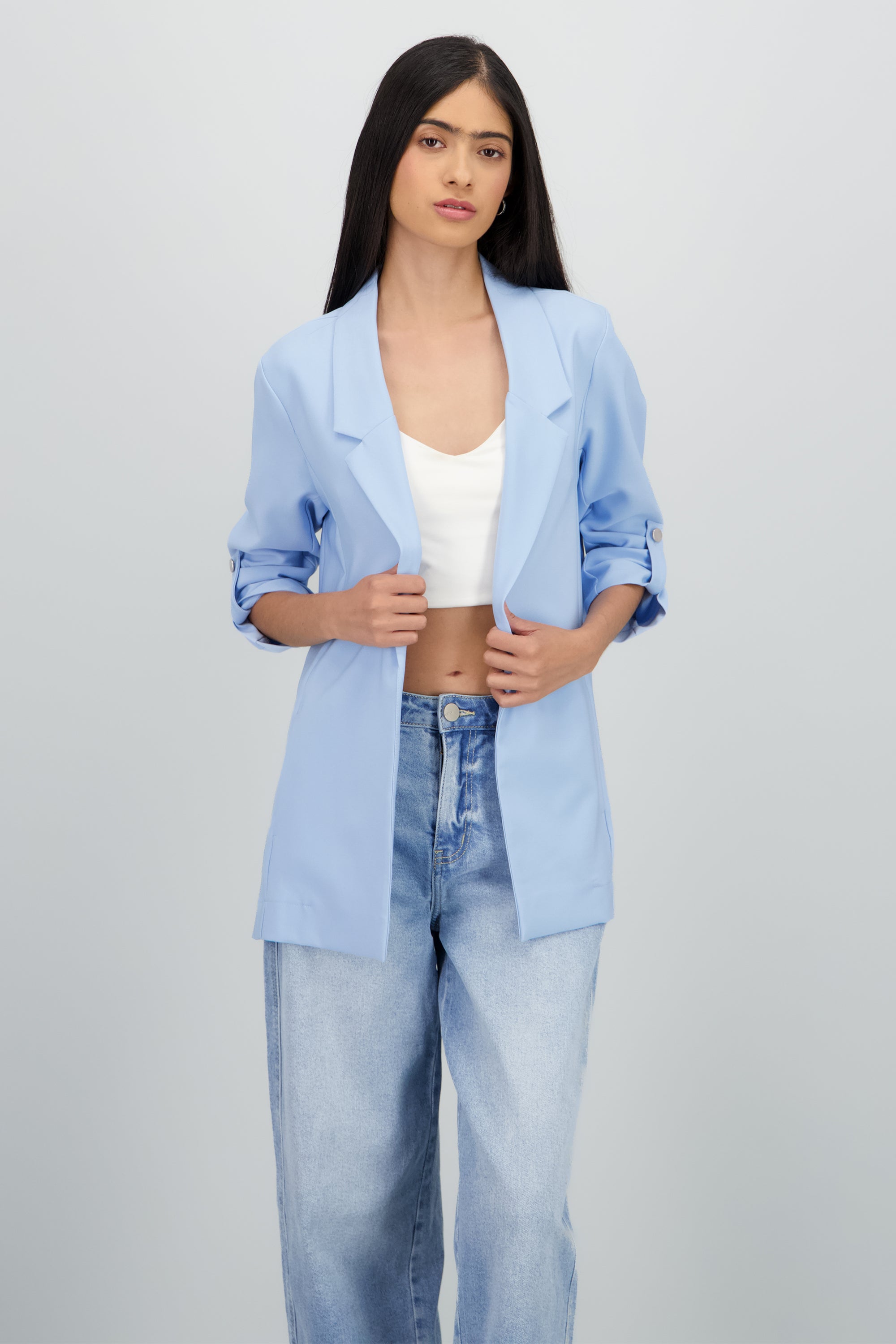 Saco Liso Manga Elevadores AZUL PASTEL