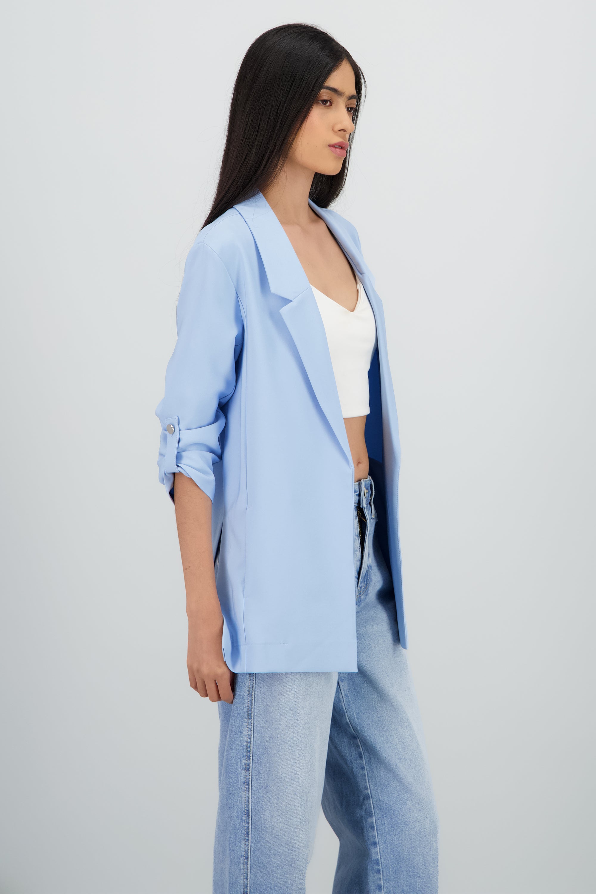 Saco Liso Manga Elevadores AZUL PASTEL