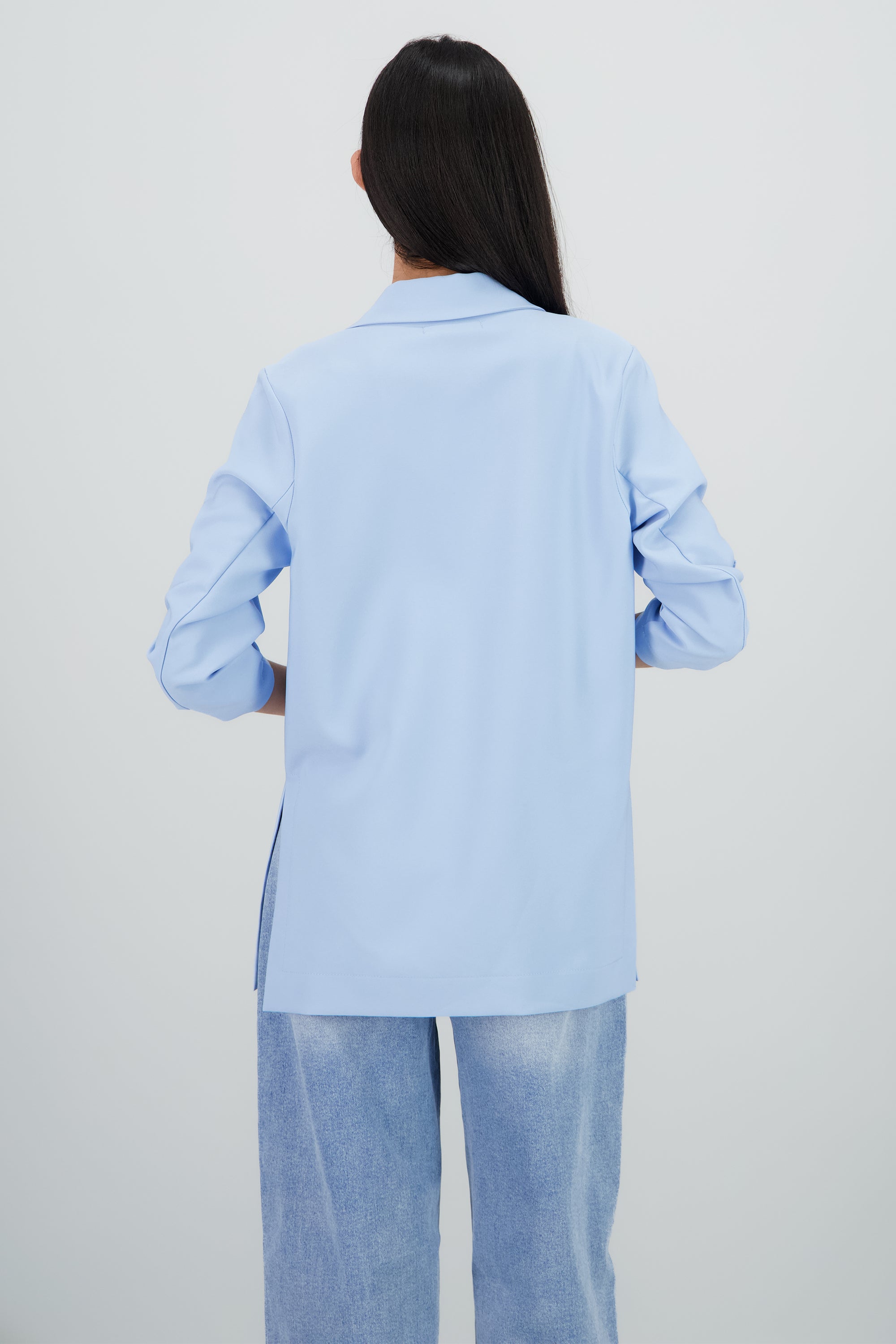Saco Liso Manga Elevadores AZUL PASTEL