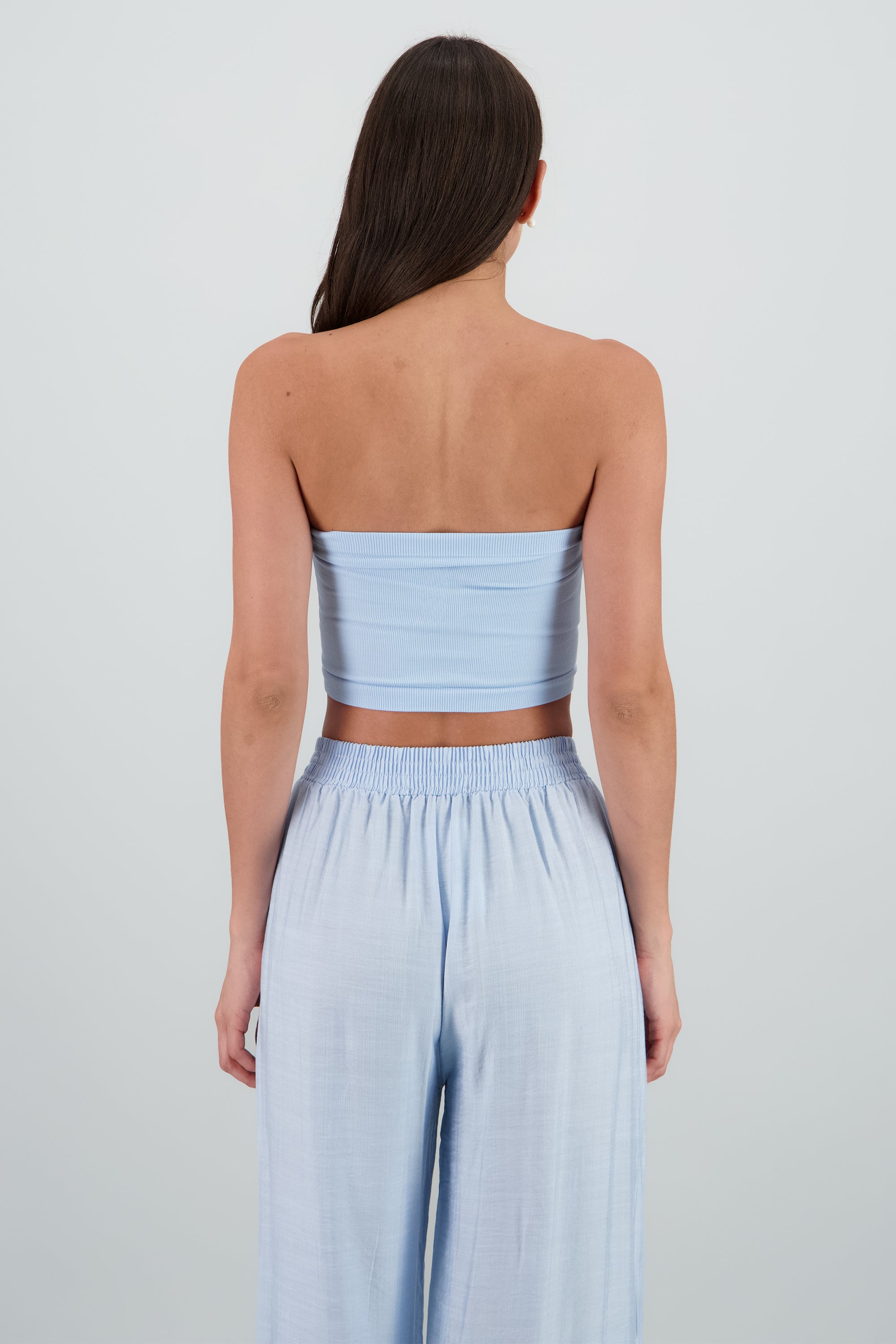 Top Tubo Strapless Rib AZUL PASTEL