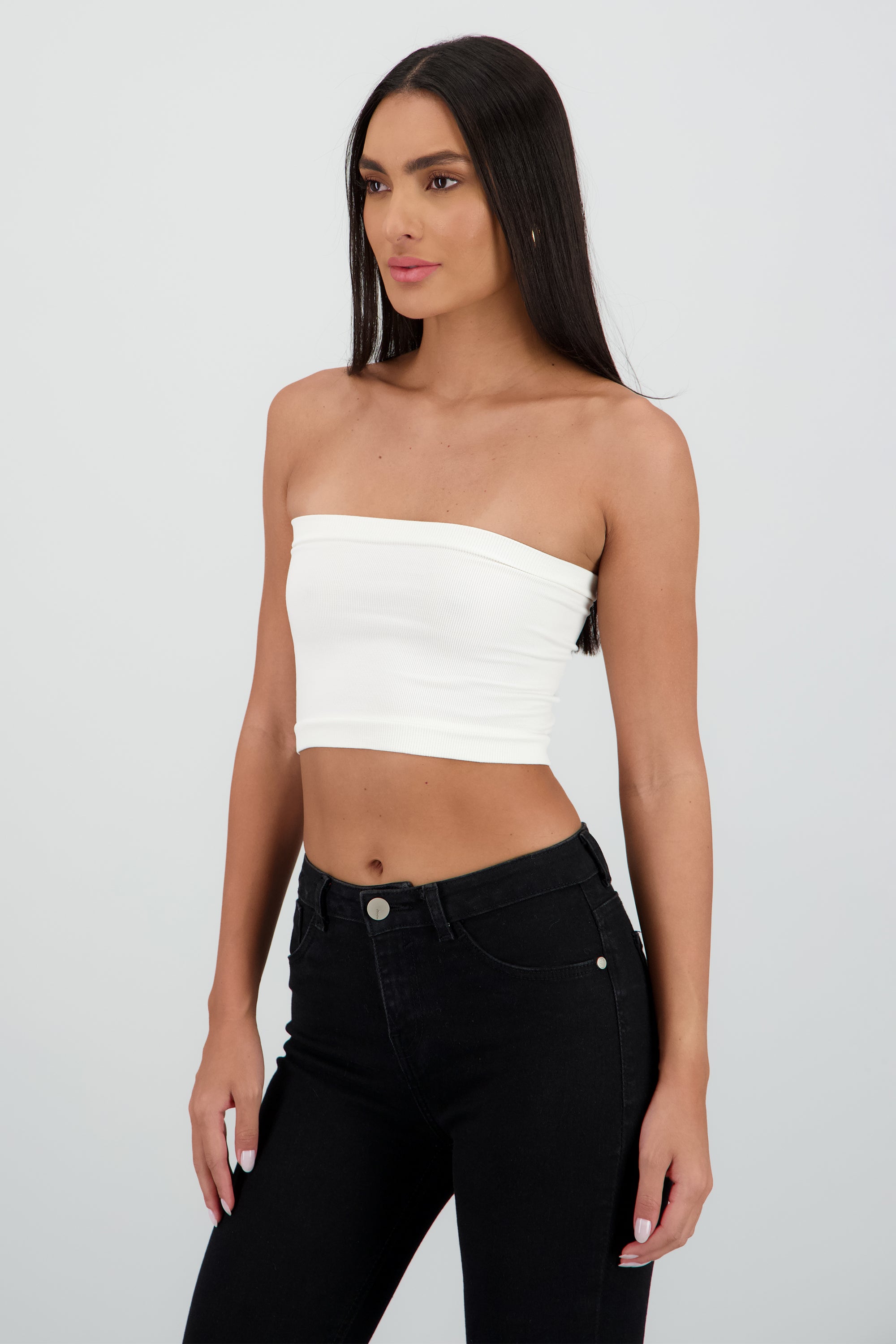 Top Tubo Strapless Rib HUESO